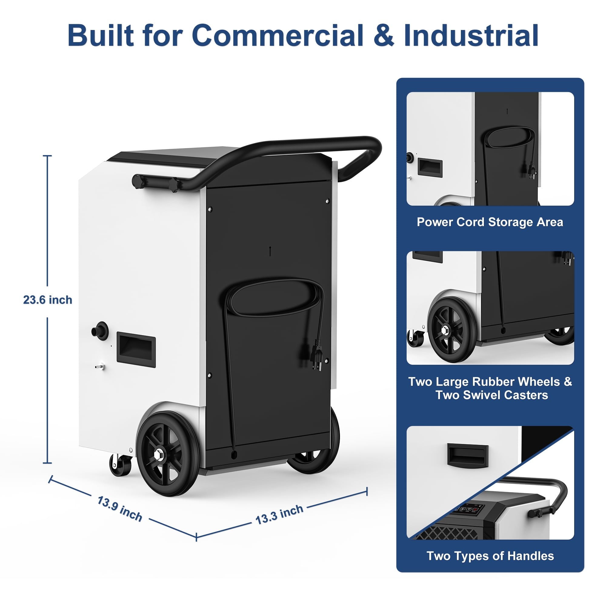 AVAHUM Commercial Dehumidifier with Pump for Basements and Job Sites (White, 160 Pints) whz6j