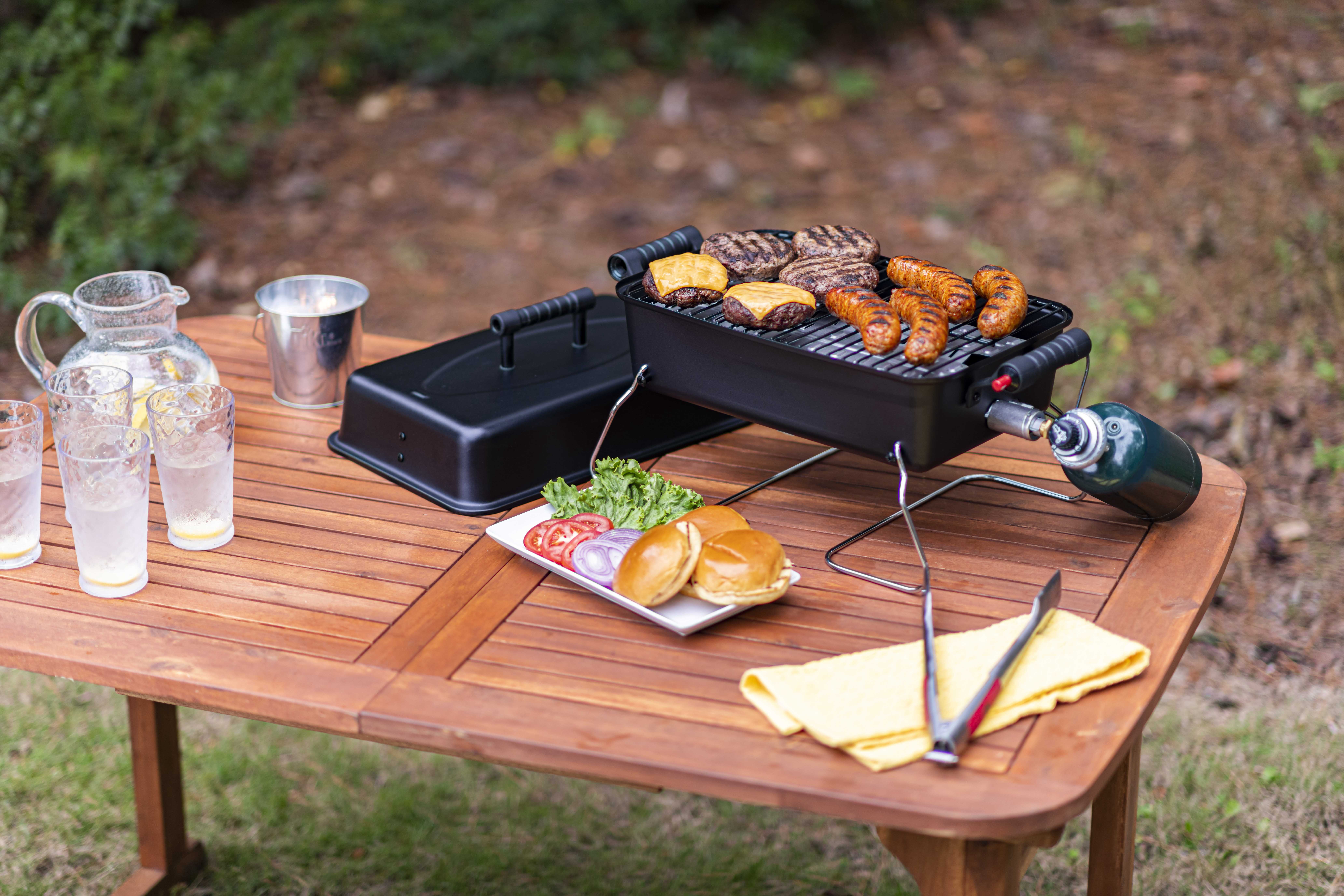 Charbroil 1-Burner Deluxe Portable Propane Gas Table Top Grill (Black, 190 sq in) qlety