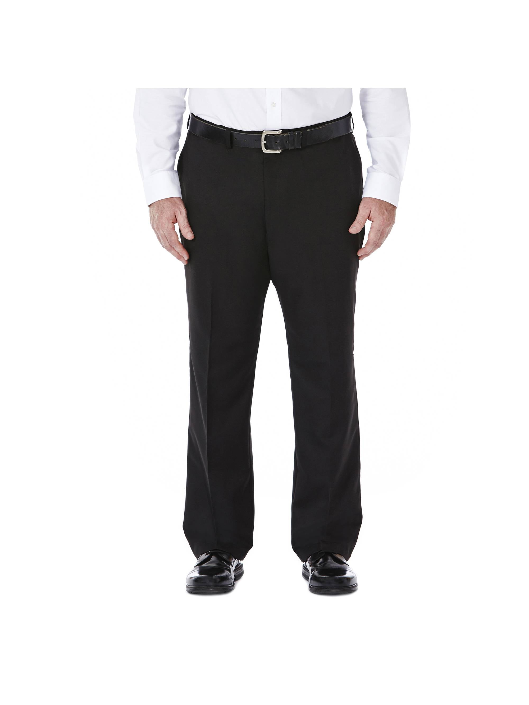 Haggar Men's Cool 18 Solid Pleat Front Classic Fit Pant (Black, Big & Tall) 9lv6a