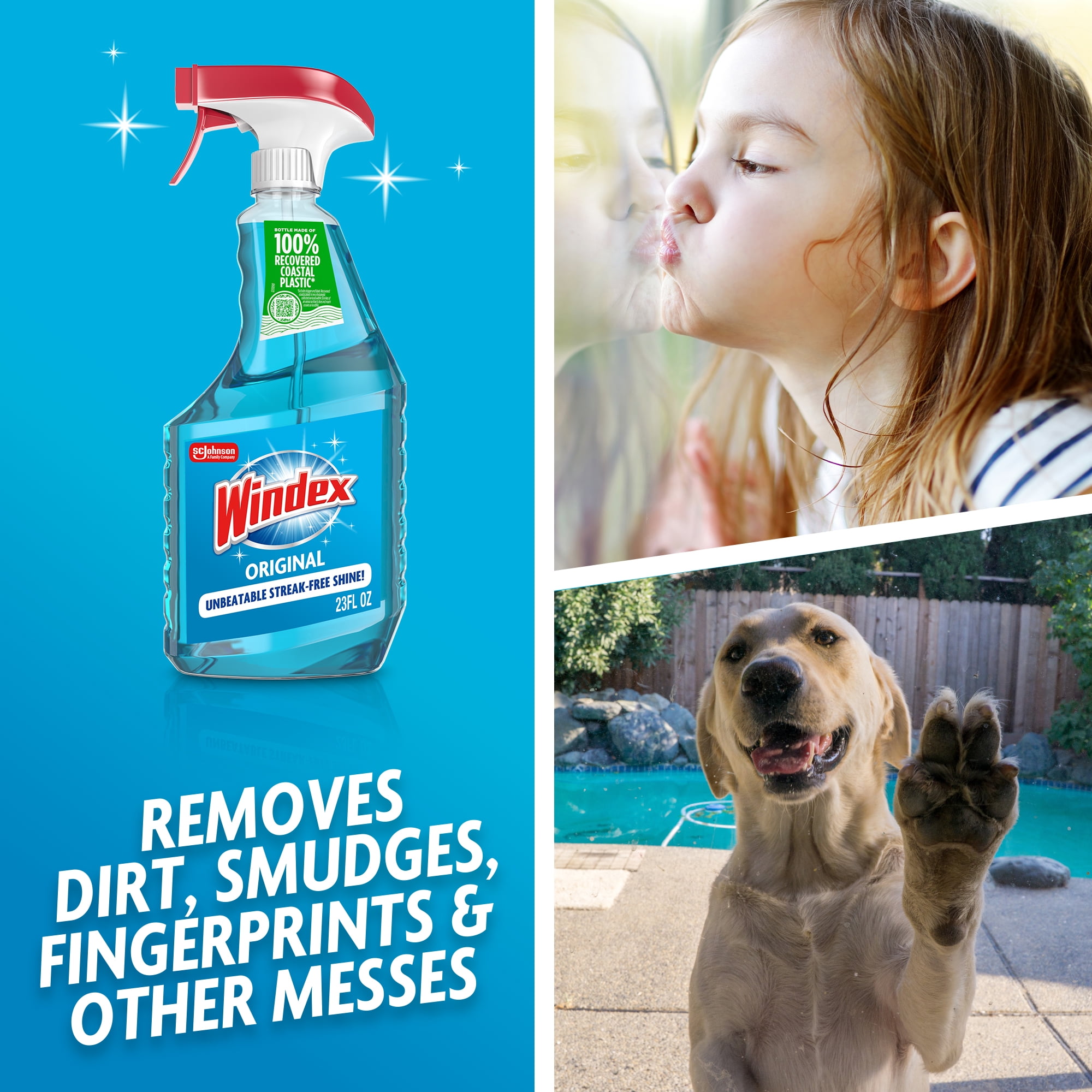 Windex Glass, Window, and Mirror Cleaner, Streak-Free Shine, Original Blue (23 fl oz) pmuyv