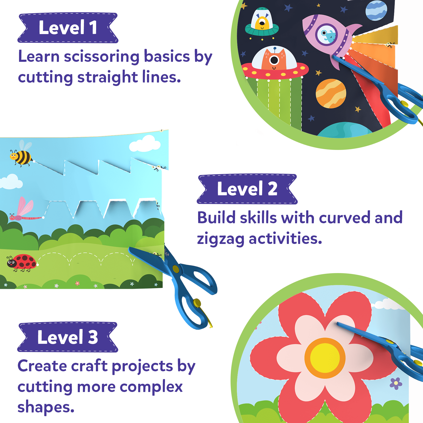 Skillmatics Snip, Snip! Scissor Skills Activity Book and Craft Kit (25 Activities, 2 Child-Safe Scissors, 1 Glue Stick) fiqiy