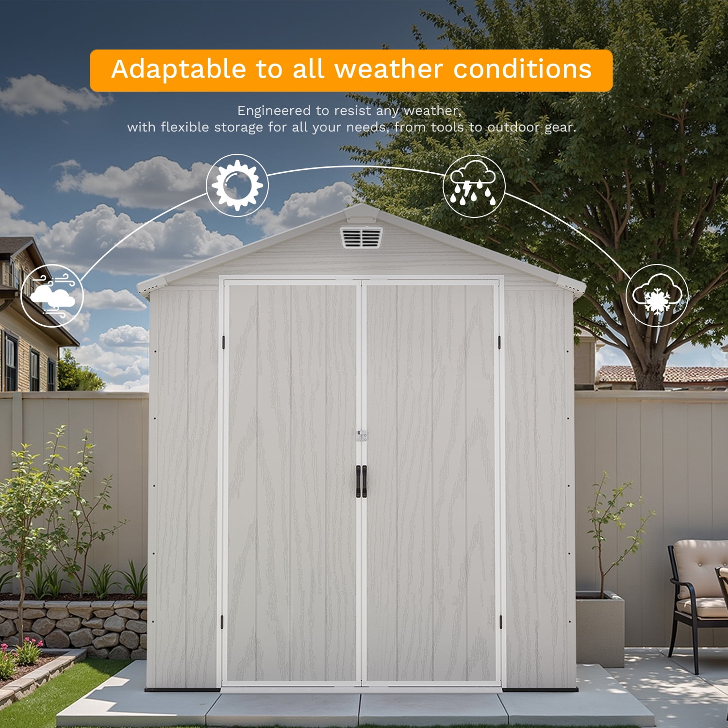 Patiowell Resin Outdoor Storage Shed, Weather-Resistant Garden Tool Organizer with Lockable Door and Window (Light Gray, 6 ft x 4 ft) 9vf2h