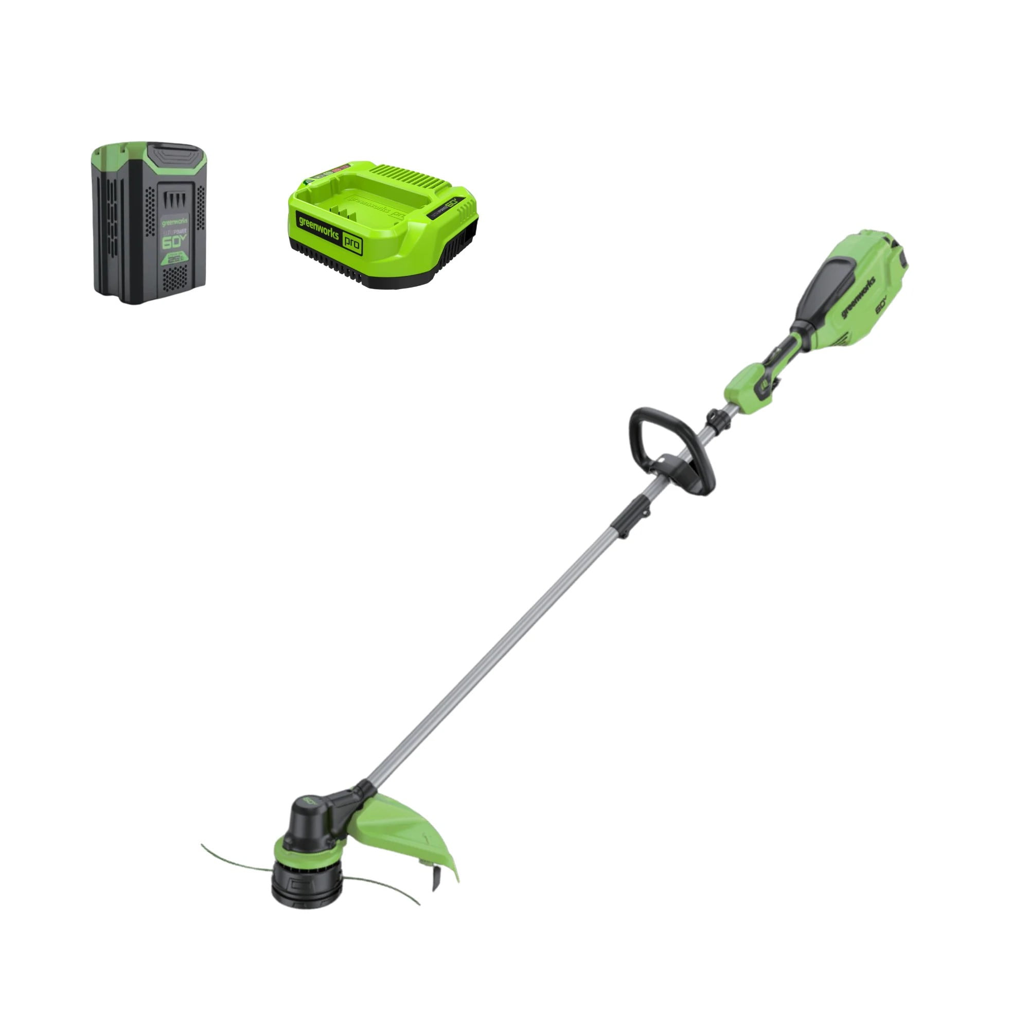 Greenworks 60V 16 in. Front Mount String Trimmer with 2.5Ah Battery and 3A Charger (Green, 16 in.) d05mu