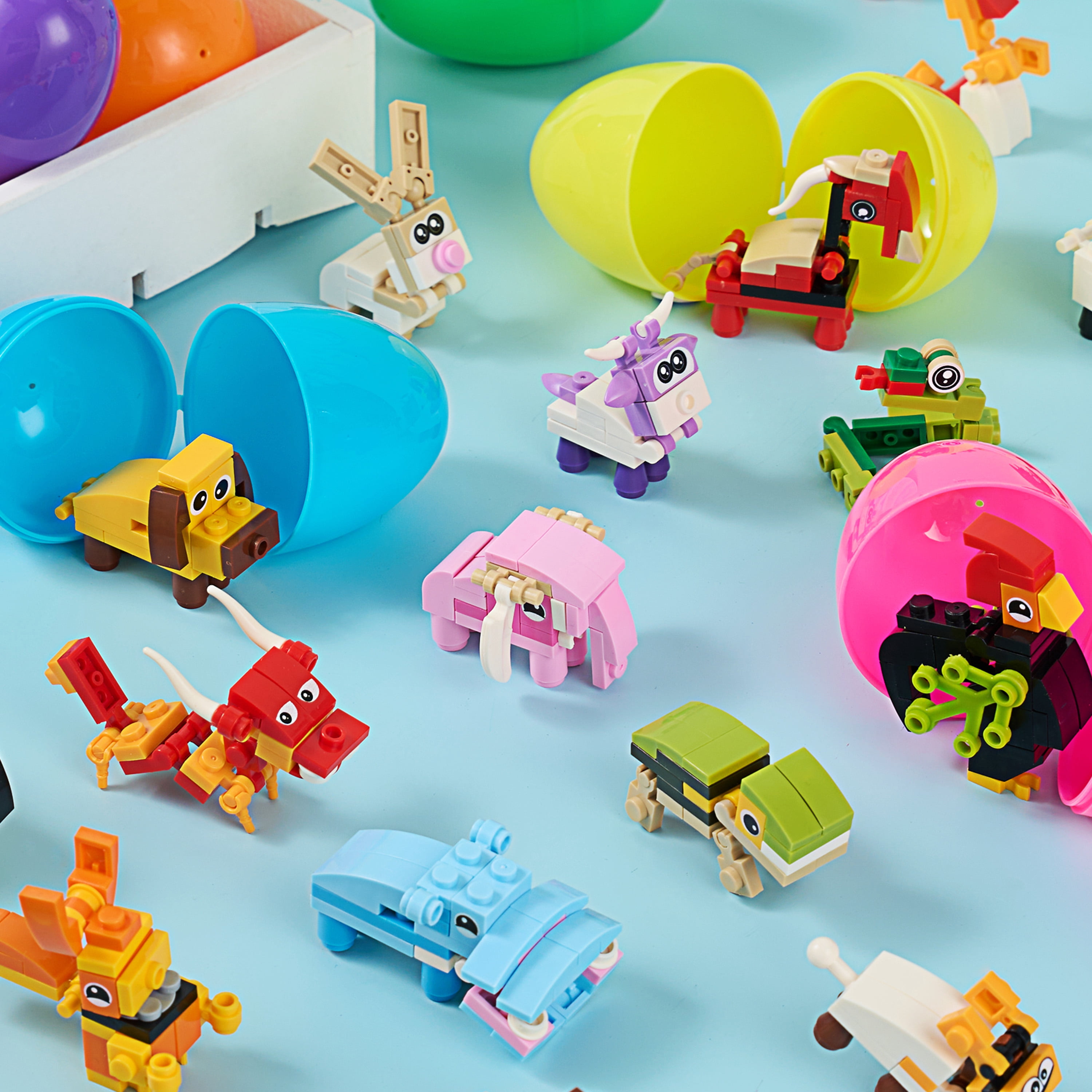 Joyfy Prefilled Easter Eggs with Animal Building Blocks, Educational STEM Toy Set for Kids (24 Pack, 3.23 in) ca78t