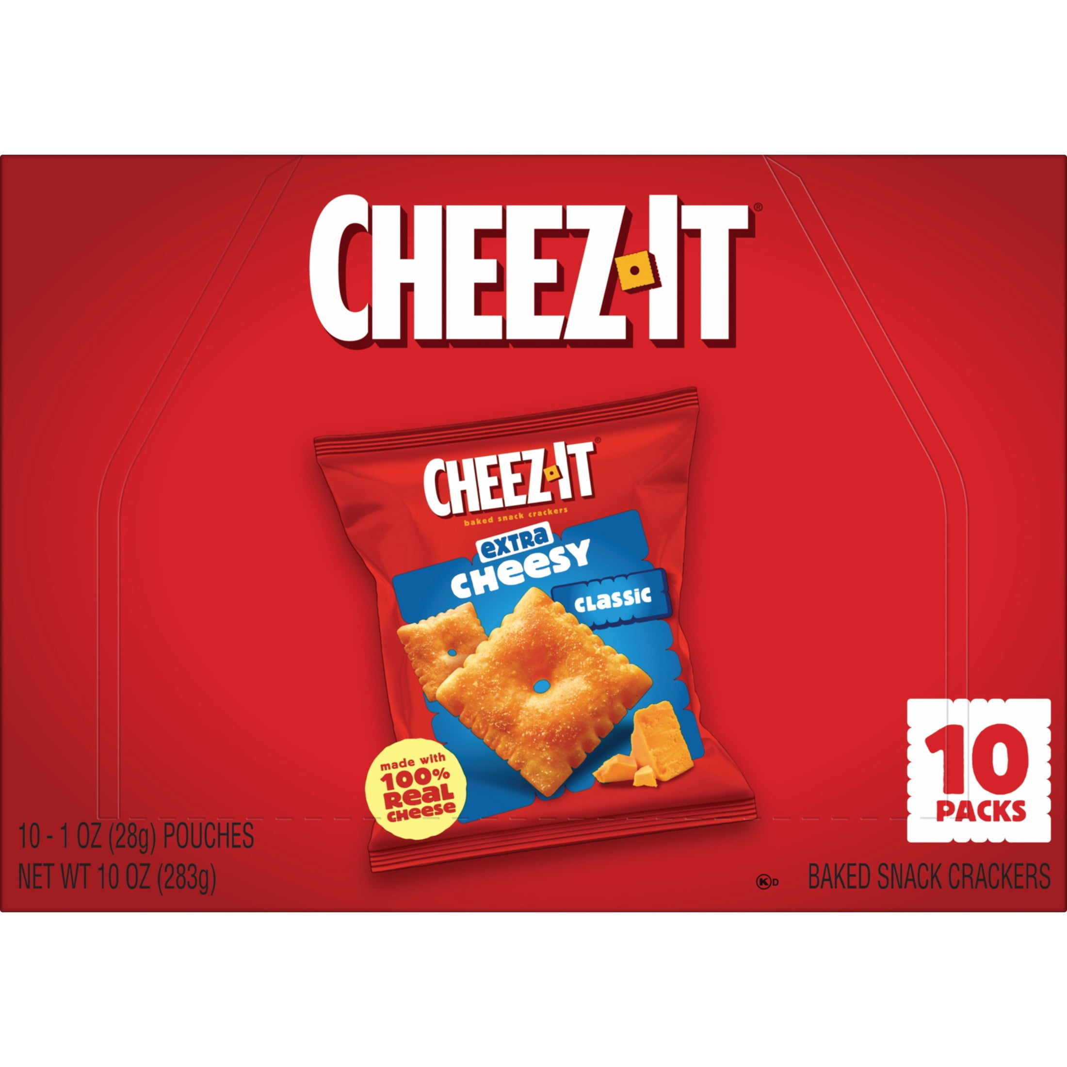 Cheez-It Extra Cheesy Baked Snack Crackers, Real Cheese Flavor, Crispy Lunch Snacks (10 oz, 10 Count) mtdu5