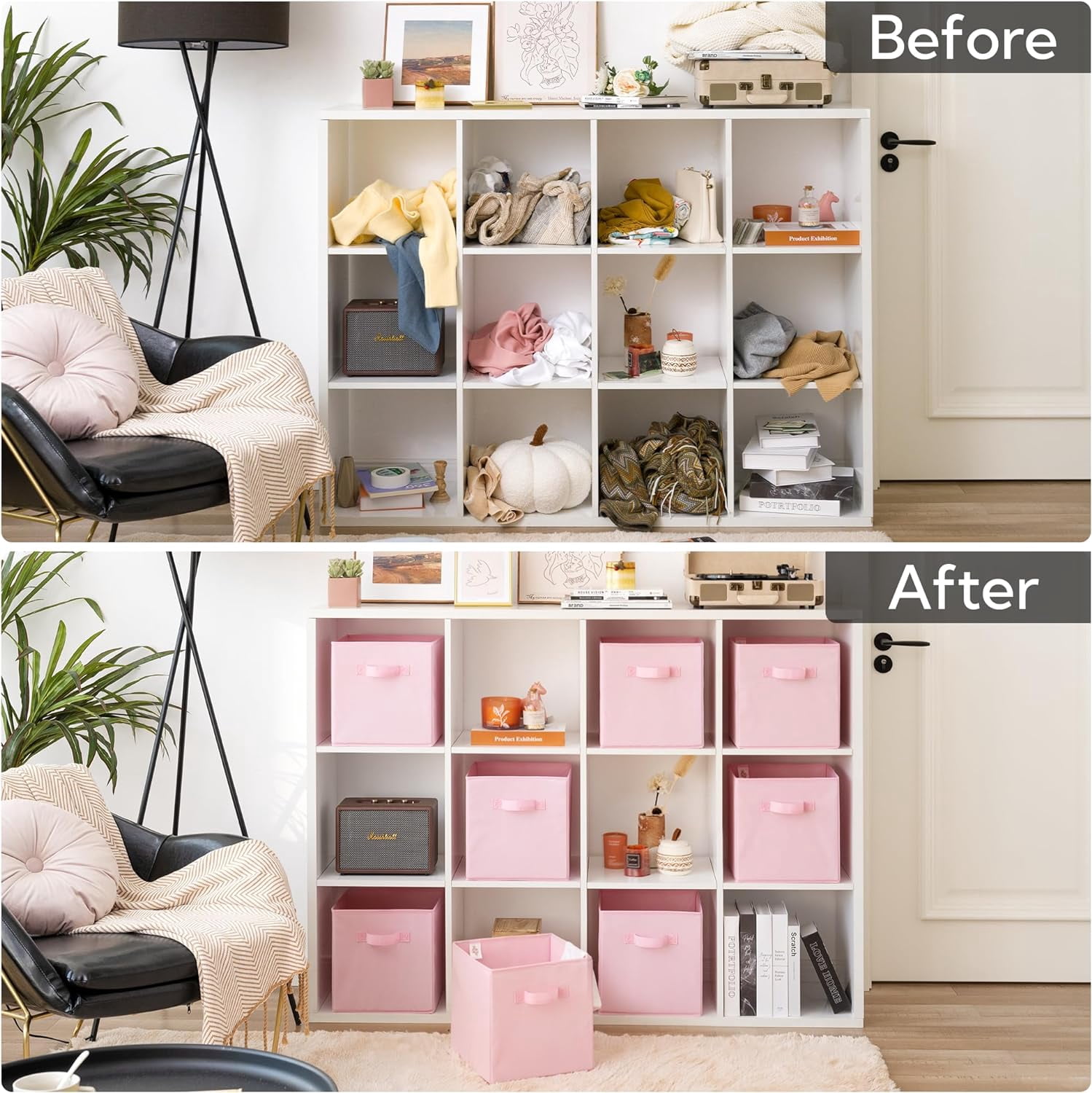 GRANNY SAYS Cube Storage Bins, Fabric Organizer Baskets with Dual Handles, Collapsible Closet Organization (Pink, 11 in, 8-Pack) 20yoo