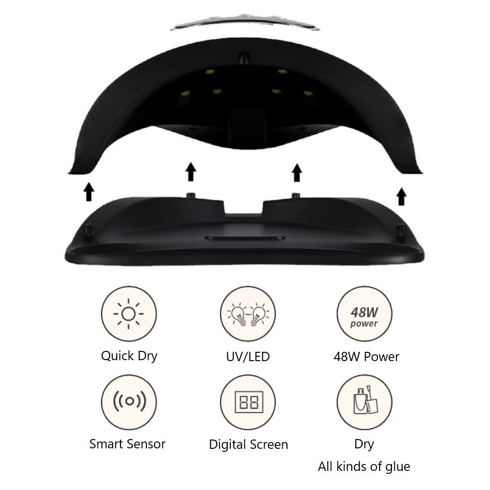 Swtroom UV LED Nail Lamp, Professional Fast Gel Polish Dryer with Automatic Sensor (White, 7.28 x 6.3 x 3.35 in) rb7h1