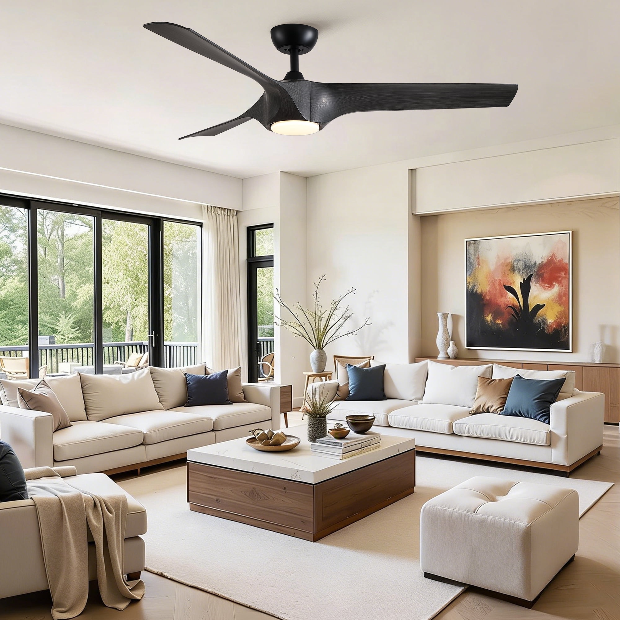 LiviNest 56 in Ceiling Fan with Dimmable LED Light and Remote Control (Matte Black, 56 in) gojb4