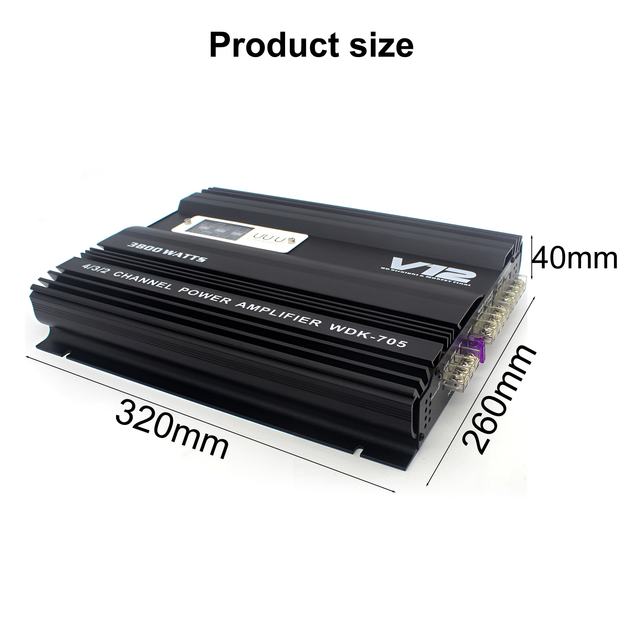 Pecham 3800W 4 Channel Car Amplifier, Digital Stereo Class A/B Audio Amp with Adjustable Bass Boost (Black, 12V) ndou7