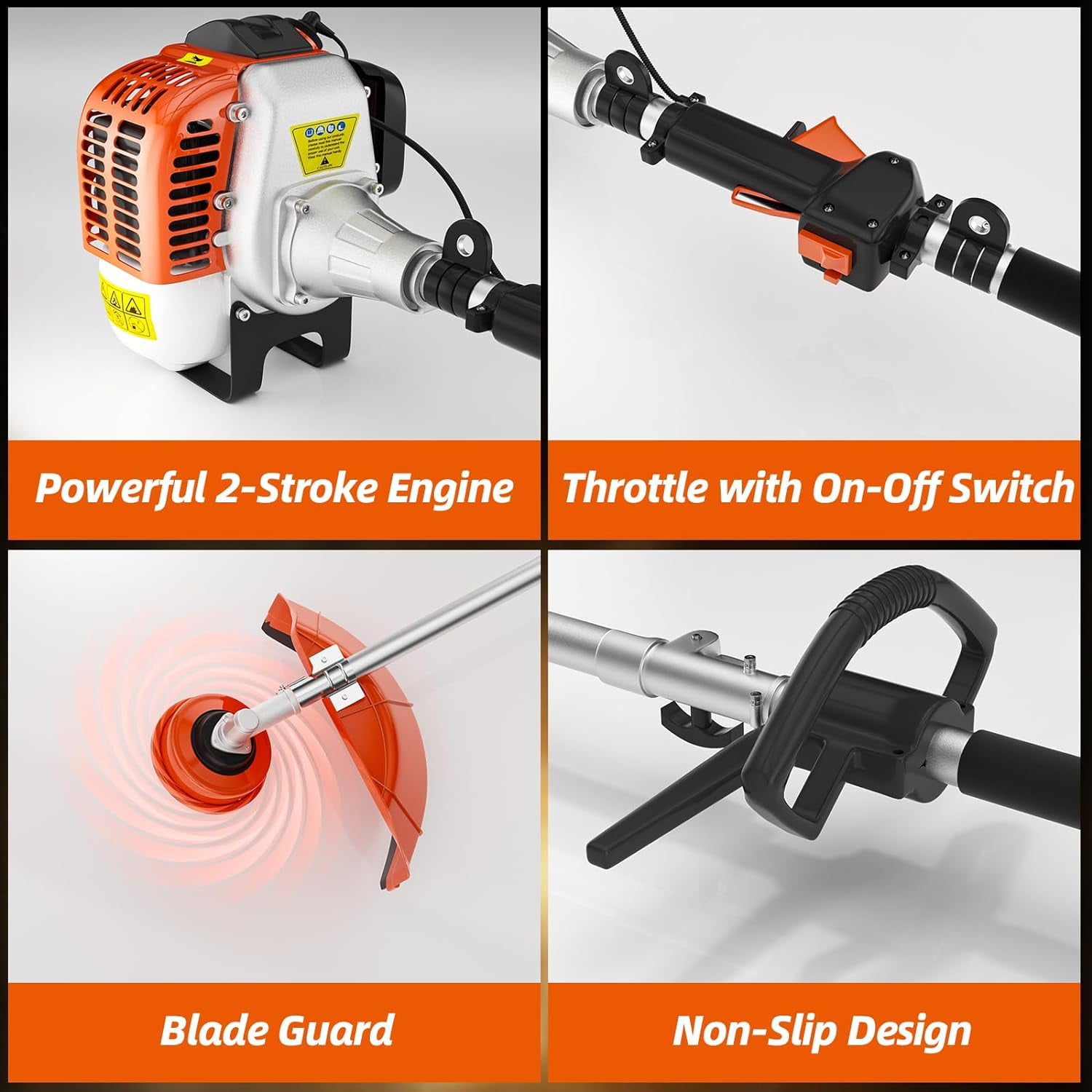 EAYSG 36cc Gas String Trimmer, 3-in-1 Brush Cutter and Weed Eater (Orange, 36cc) mopmk - Image 3
