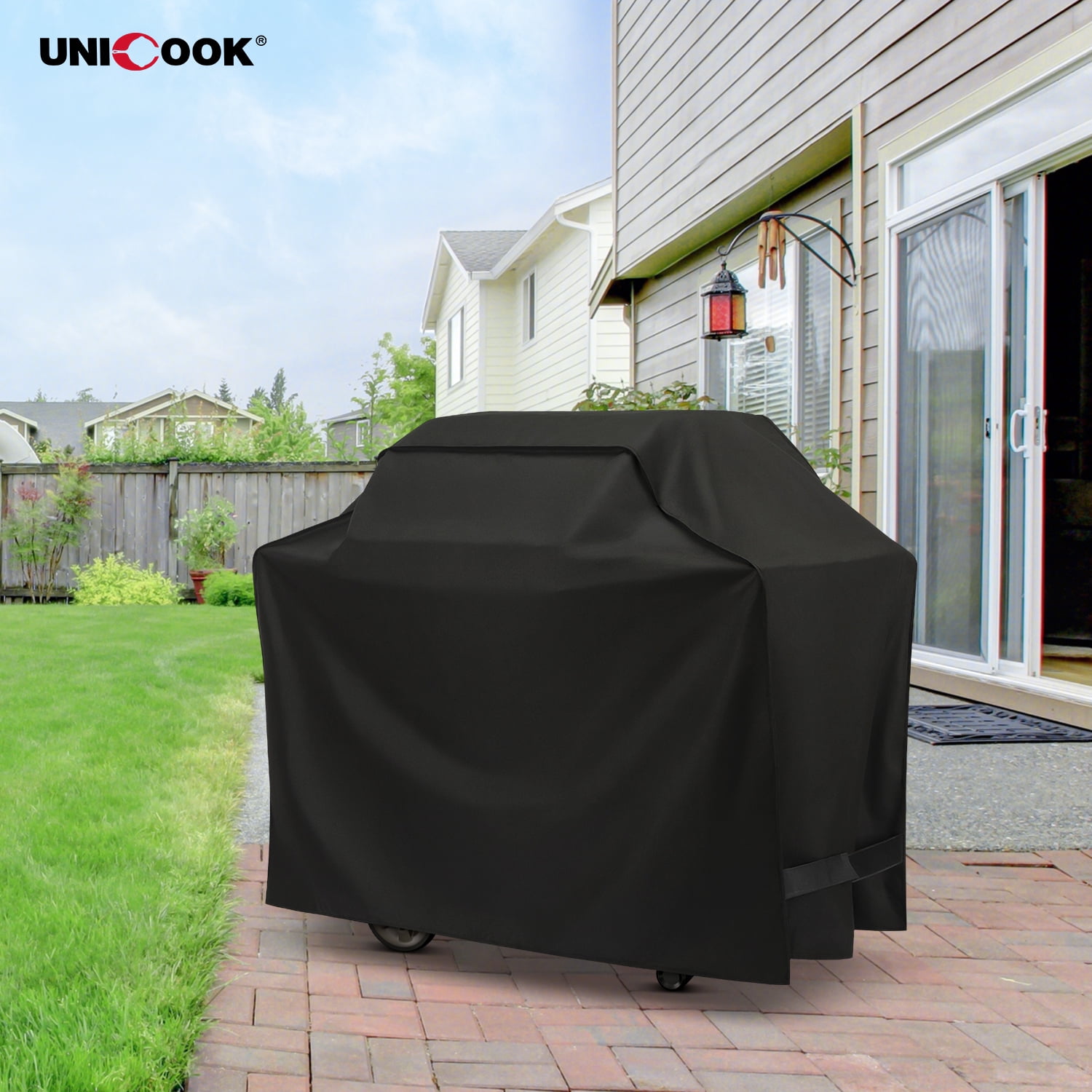 Unicook Heavy Duty Waterproof Gas Grill Cover for 3-4 Burner BBQ Grills (Black, 53 in) r3qvc
