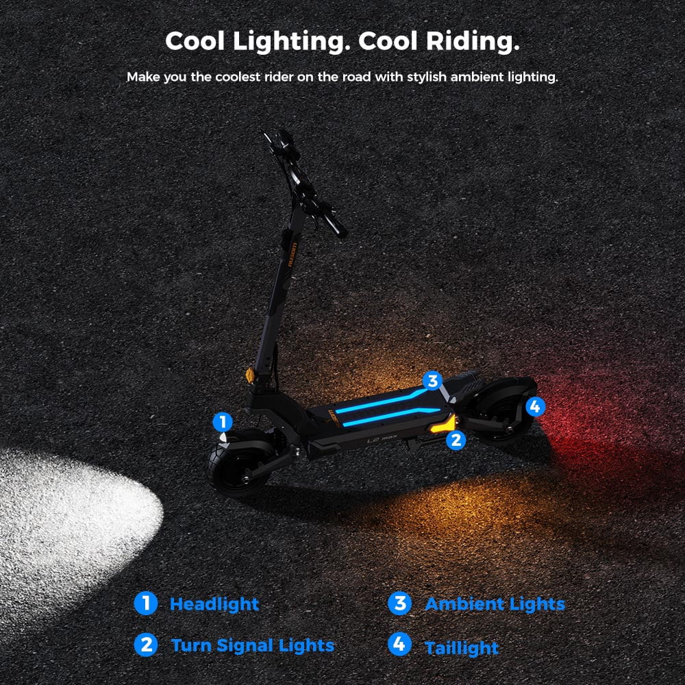 Ausom L2 Max Dual Motor Electric Scooter for Adults, Off-Road E-Scooter with Dual Suspension and Smart LCD Display (Grey, 287 lb Capacity) 1c7gi