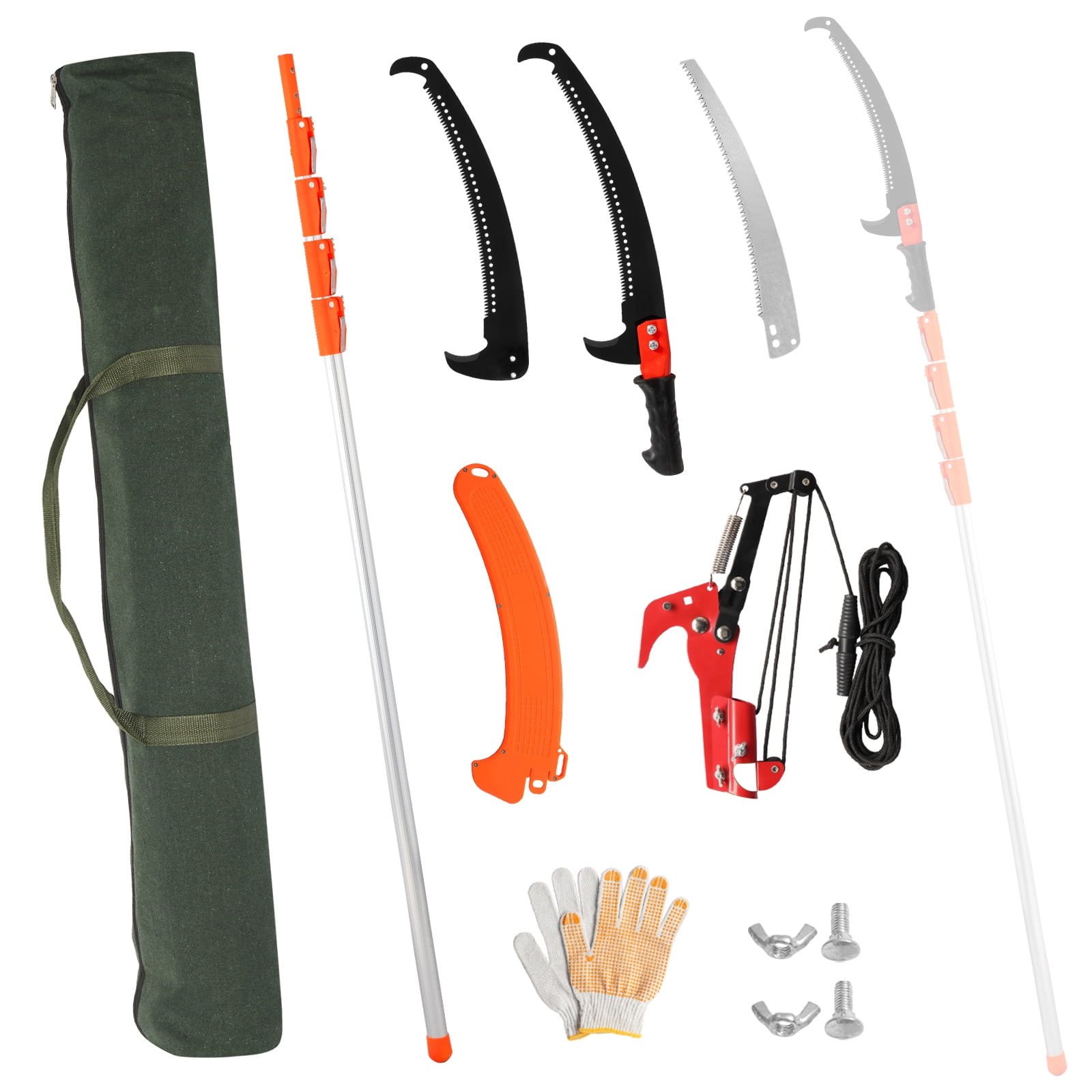 Zimtown Extendable Pole Saw for Tree Trimming (Orange, 24 ft) x57ax