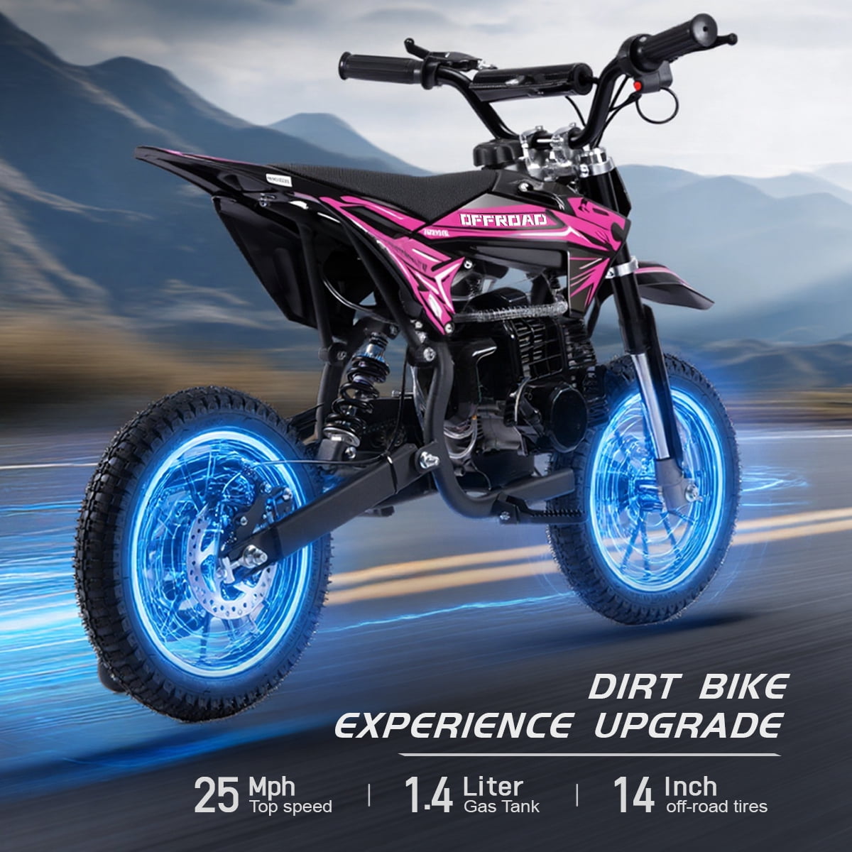 TOXOZERS 50cc Gas Powered Dirt Bike for Kids, High-Torque 2-Stroke Mini Motocross Bike with Dual Suspension (Pink, 180 lb Capacity) dphih
