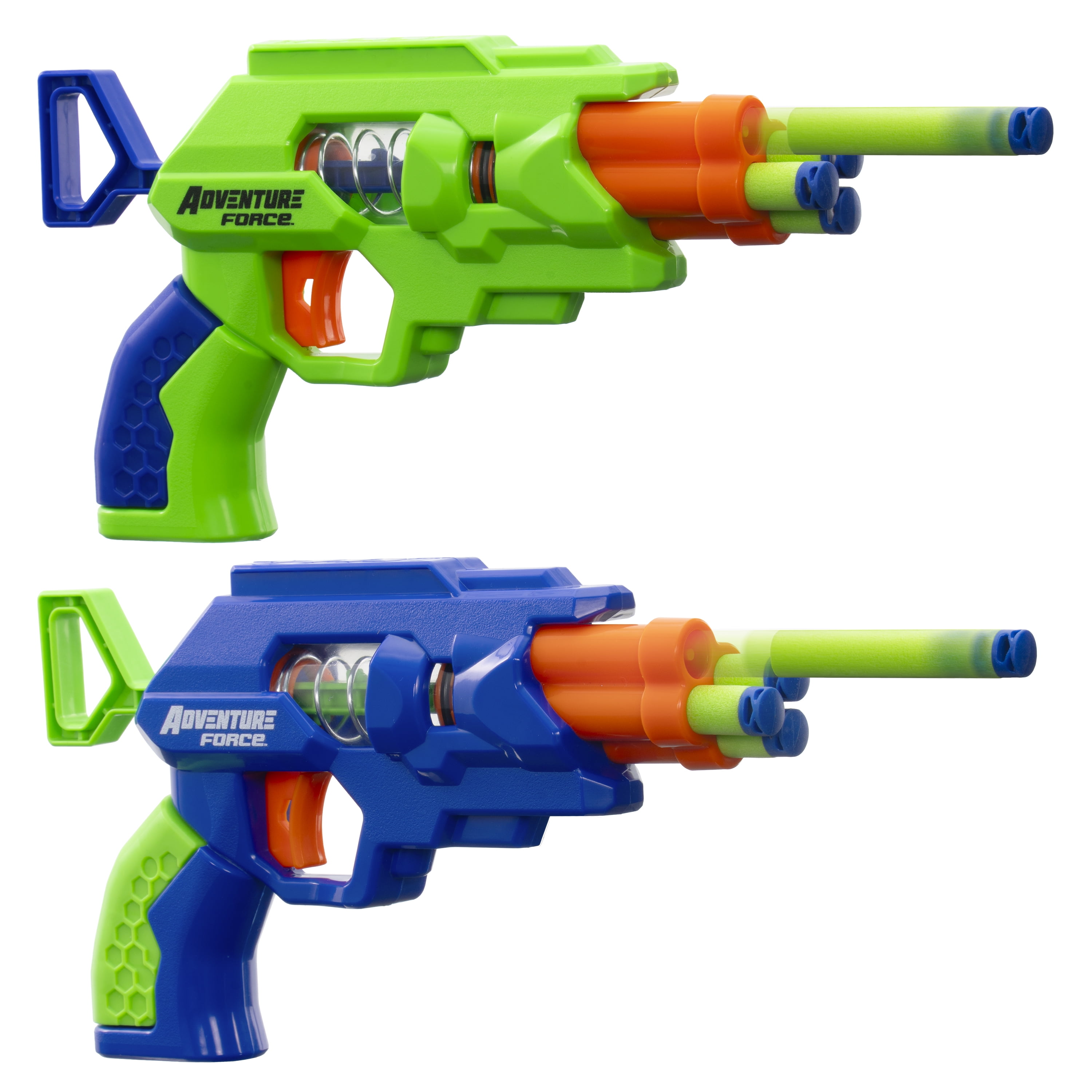 Adventure Force QuadStrike Blaster Set, Spring-Powered Auto-Indexing Toy (Blue, 2-Pack) eu755