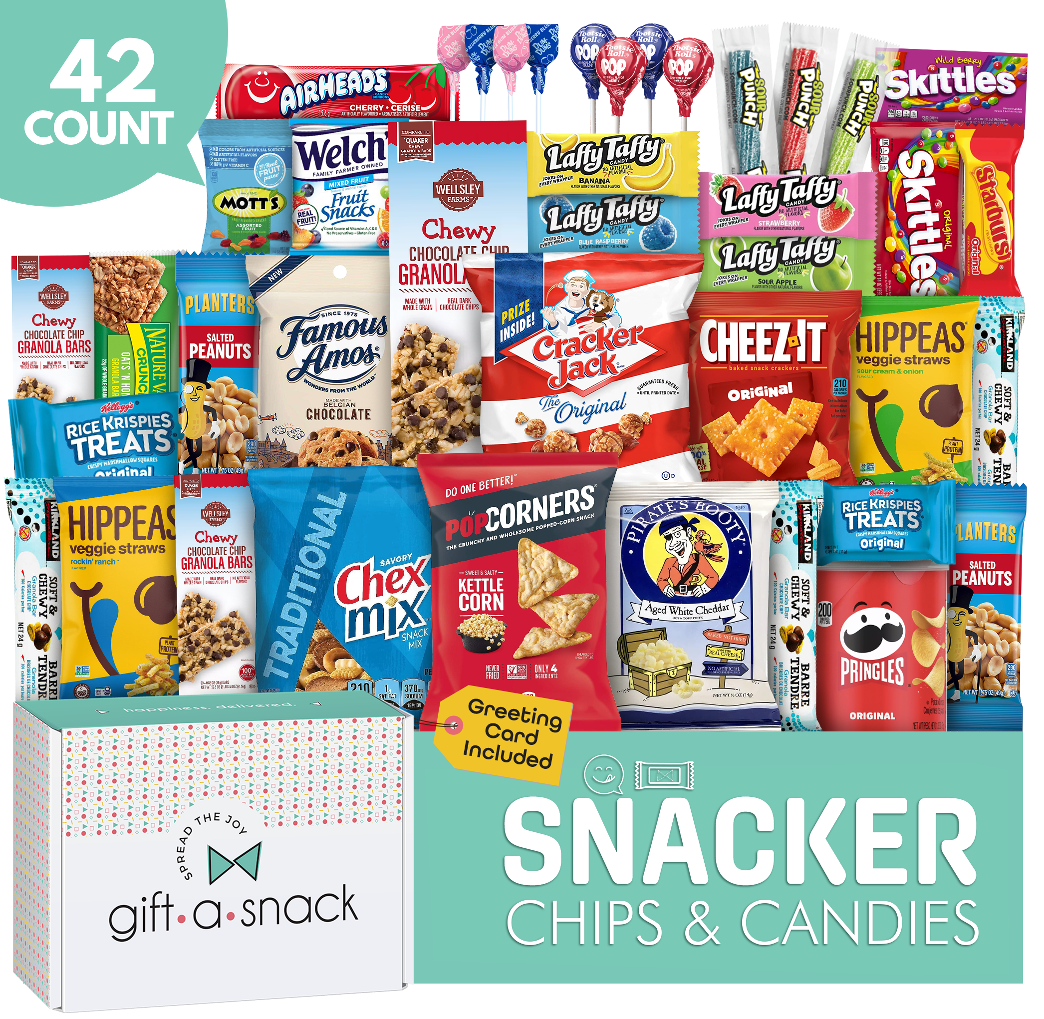 Gift A Snack Premium Snack Variety Pack Gift Box (Assorted Chips, Cookies, Candy, and Crackers, 42 Count) 4dqp2