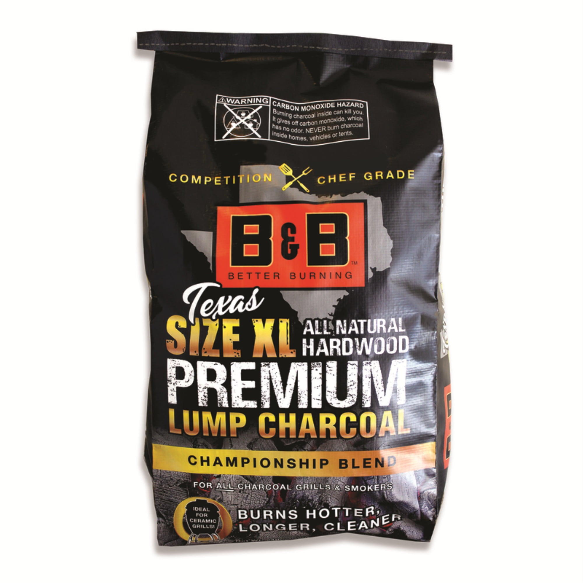 B&B Charcoal Texas XL Premium Lump Charcoal (Championship Blend, 24 lb) 8g872