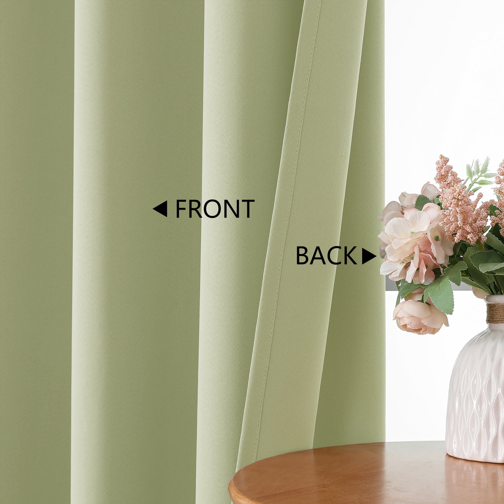 MKHILL Aether Thermal Insulated Blackout Curtains, Room Darkening Window Drapes for Bedroom and Living Room (Light Green, 40 in W x 54 in L, 2 Panels) 6gnxg