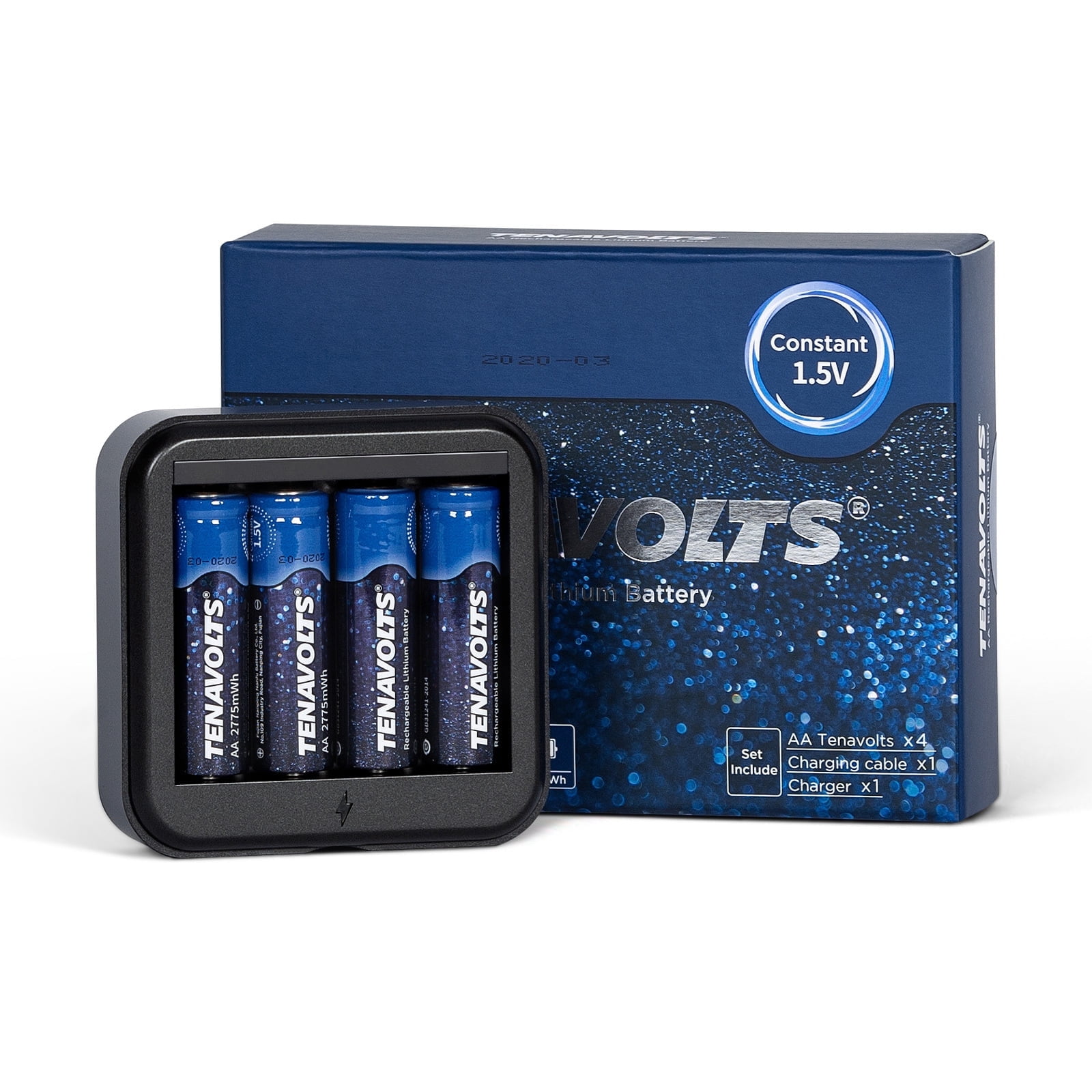 TENAVOLTS AA Rechargeable Lithium Batteries (1.5V Constant Voltage, 4 Pack) 3pa5k