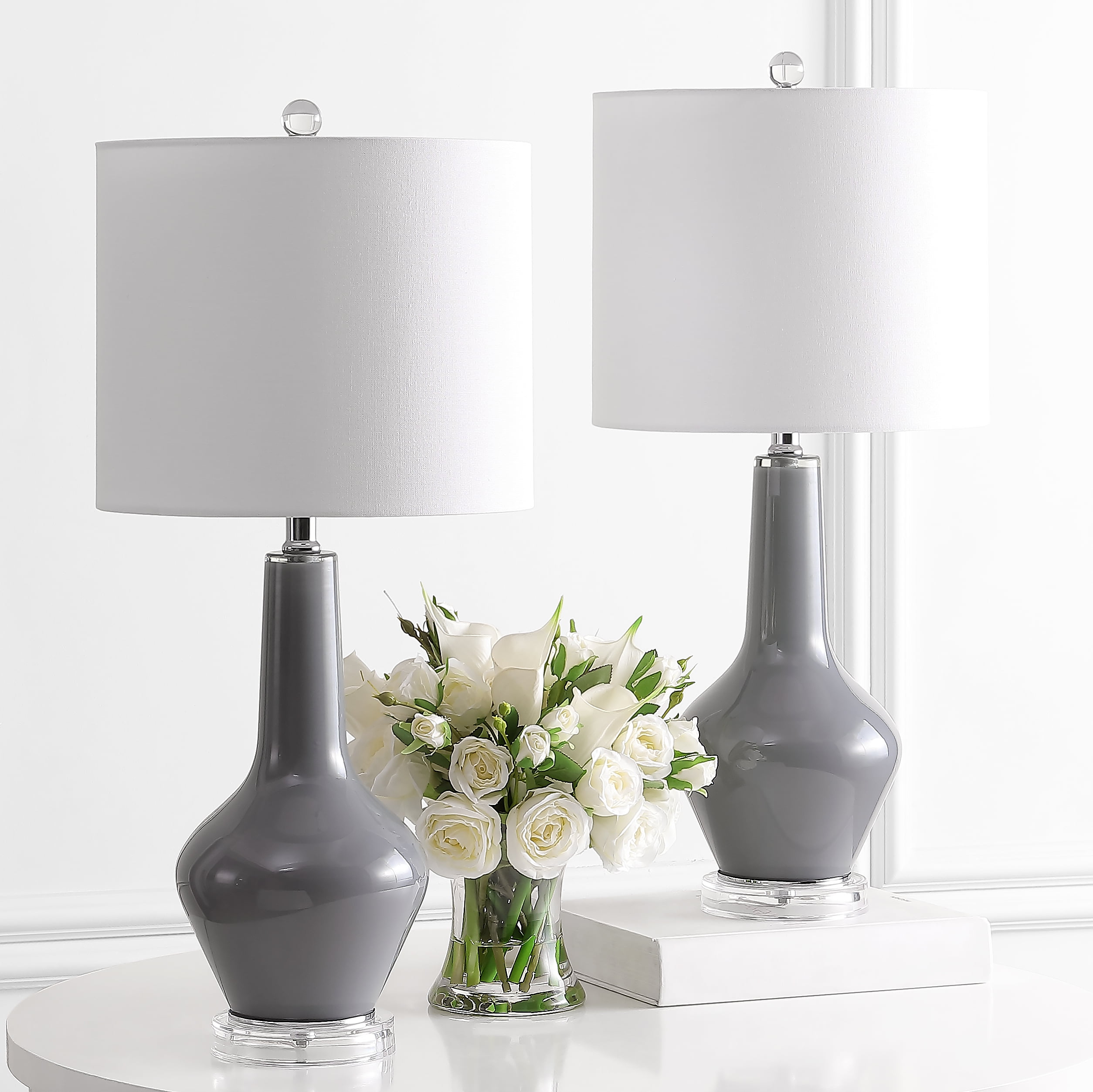 Safavieh Velor Modern Glass Table Lamp with LED Bulb (Smoked Grey, 24 in. H) jfd8i