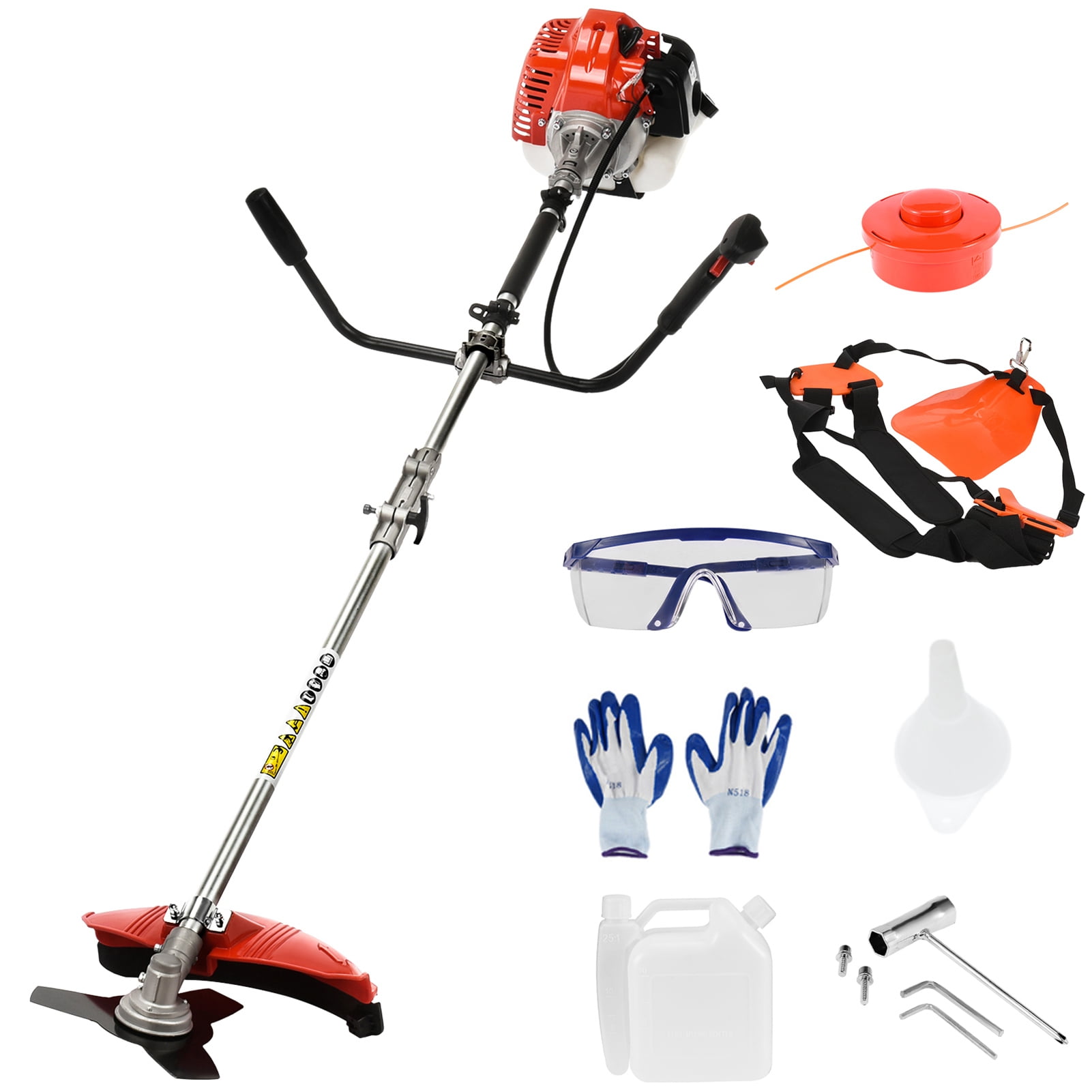 Bestolf 52cc 2-Stroke Gas Powered 2-in-1 String Trimmer and Brush Cutter (Red, 52cc Engine) ux4ru