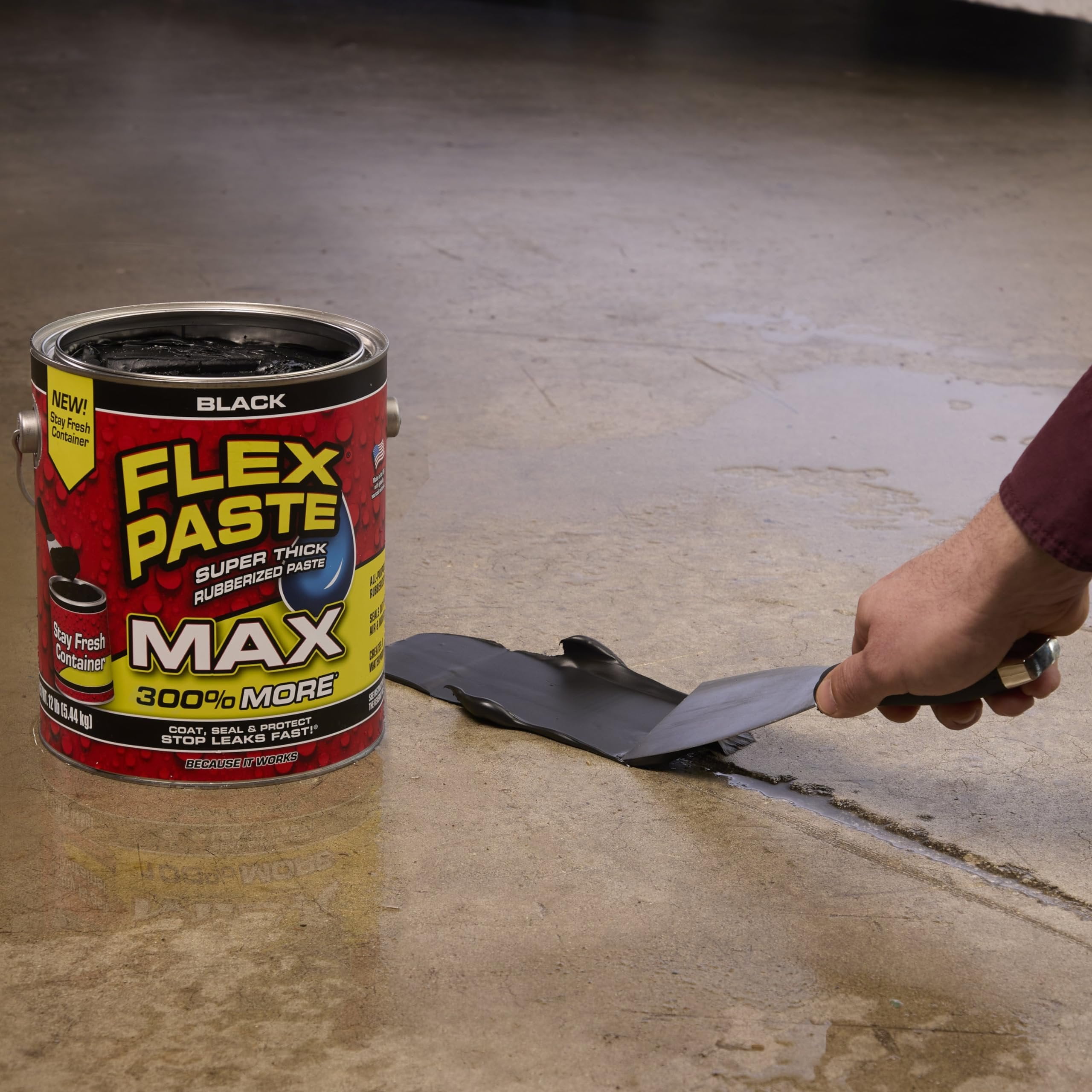 Flex Seal Flex Paste Waterproof Rubberized Sealant (Black, 16 oz) sealh