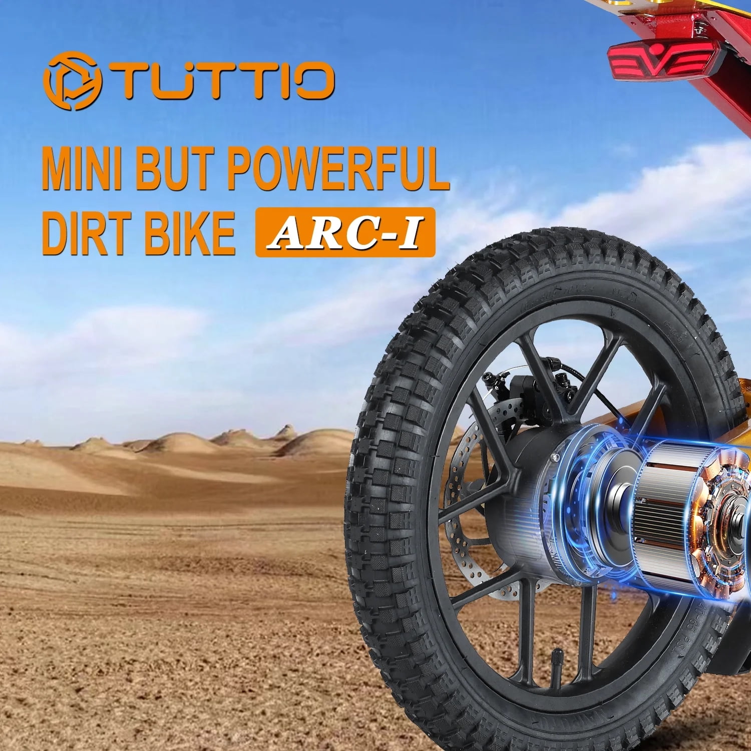 TUTTIO ARC-1 Electric Dirt Bike, 750W Motor Off-Road Motorcycle with 5-Speed Modes (Silver, 16 in Tires) tiv9n