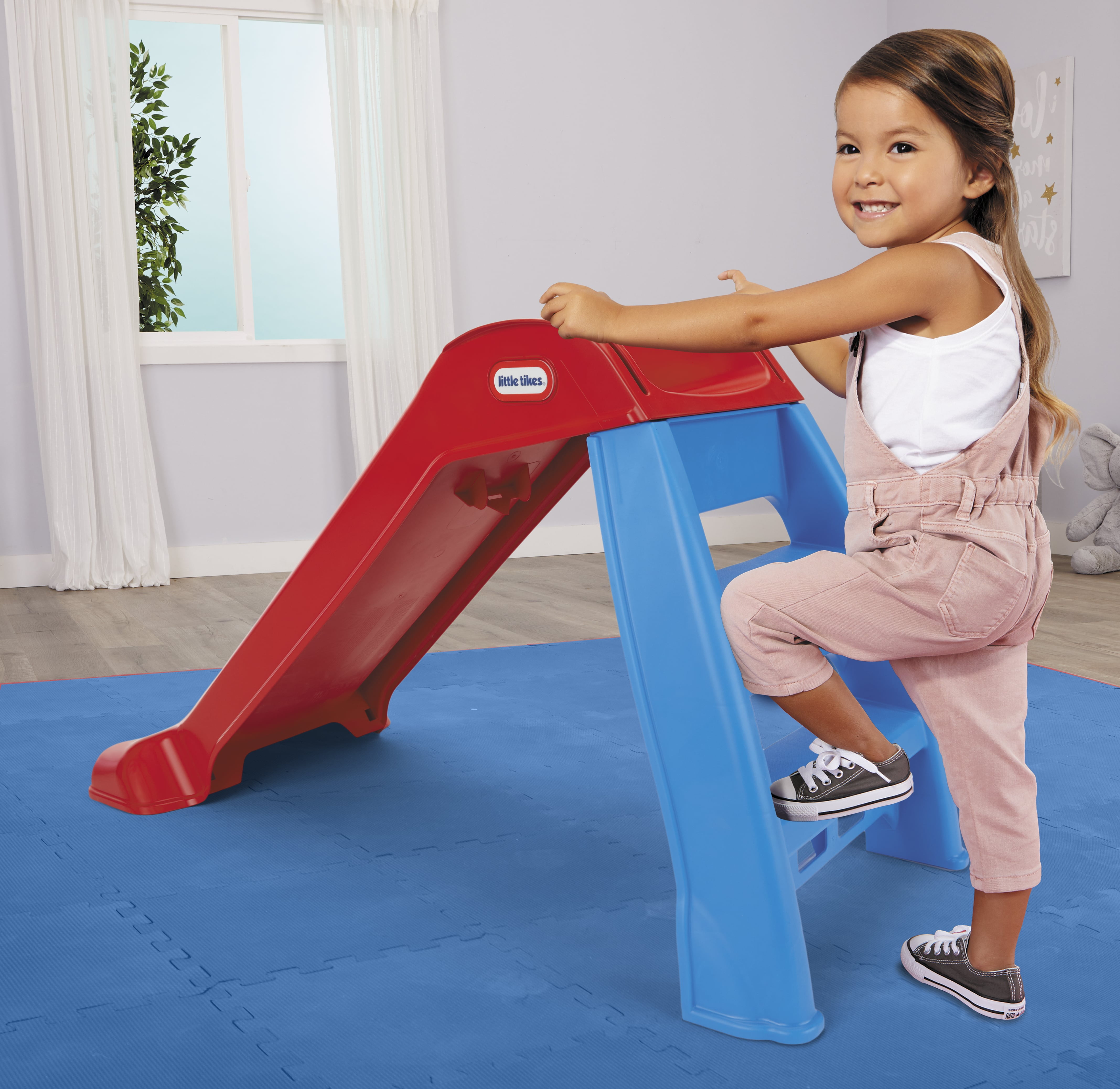 Little Tikes First Slide, Durable Indoor and Outdoor Toddler Playset, Foldable Design (Blue, 39 in x 18 in x 28 in) 2x9qt