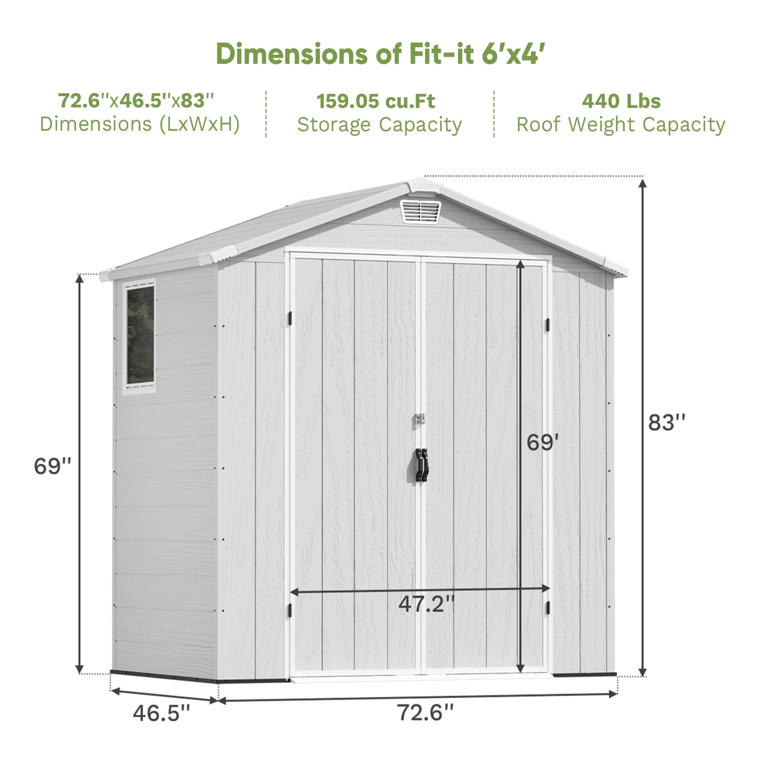 Patiowell Resin Outdoor Storage Shed, Weather-Resistant Garden Tool Organizer with Lockable Door and Window (Light Gray, 6 ft x 4 ft) 9vf2h