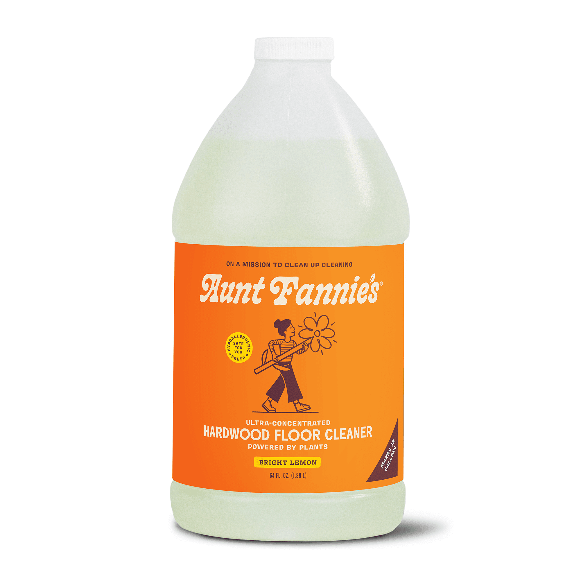 Aunt Fannie's Ultra Concentrated Hardwood Floor Cleaner, Plant-Based Vinegar-Free Formula, Bright Lemon Scent (64 oz) yjc3t