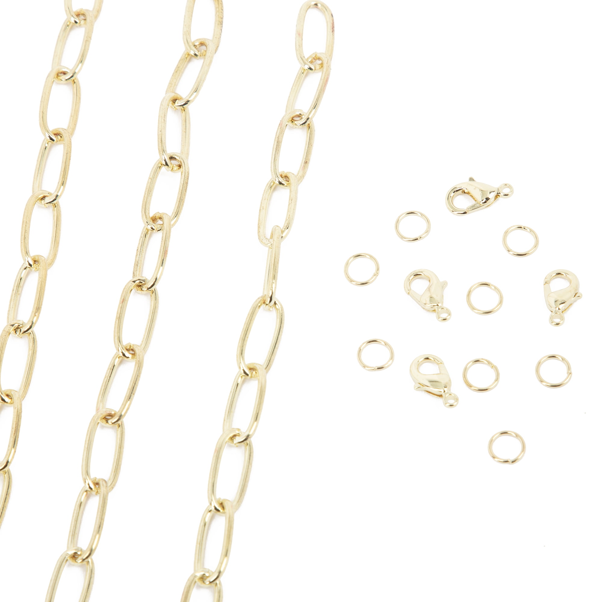 Cousin DIY Gold Dainty Long Link Chain for Jewelry Making, Durable Metal Bracelet Base (Gold, 7.5 in, 2 Pack) gkdfa