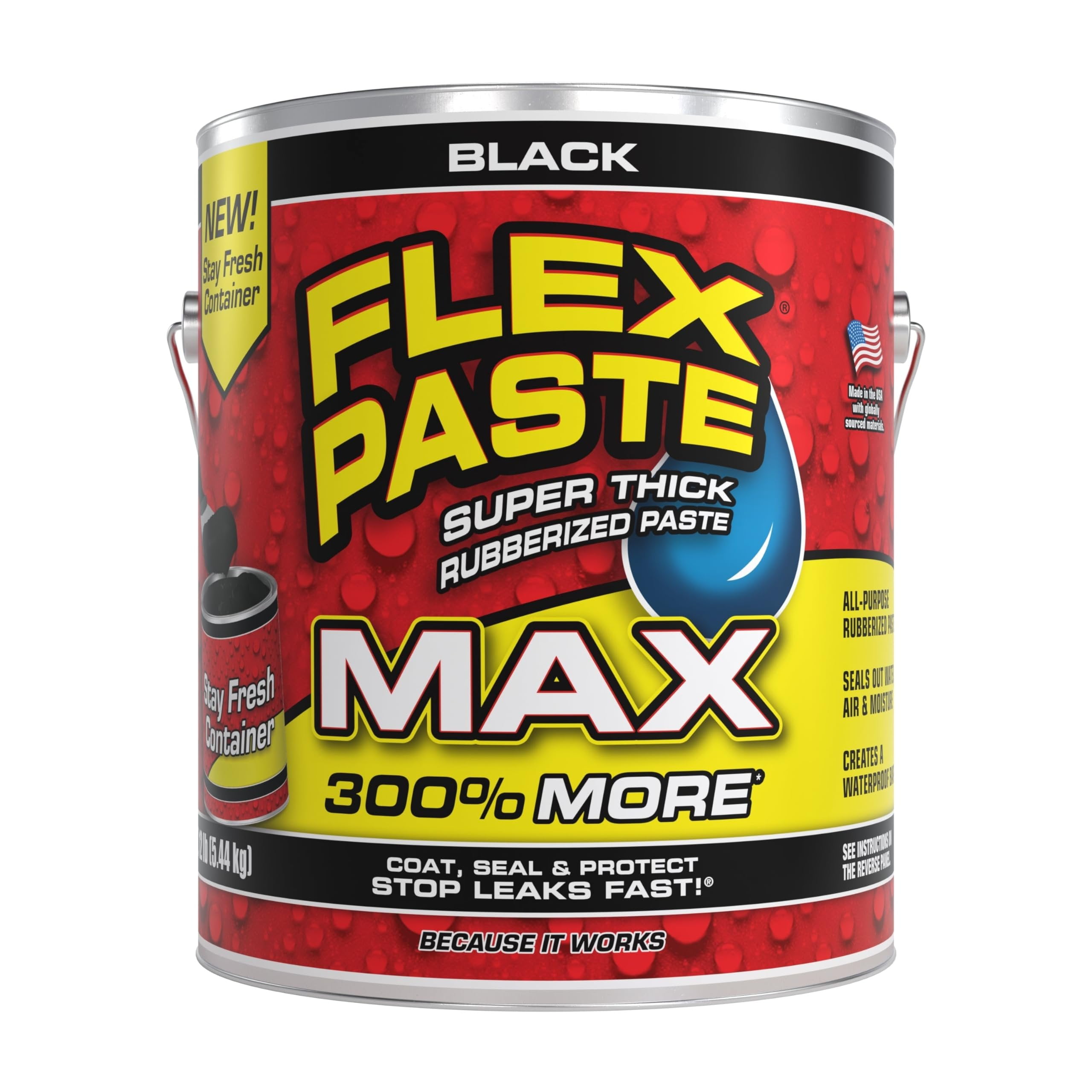 Flex Seal Flex Paste Waterproof Rubberized Sealant (Black, 16 oz) sealh