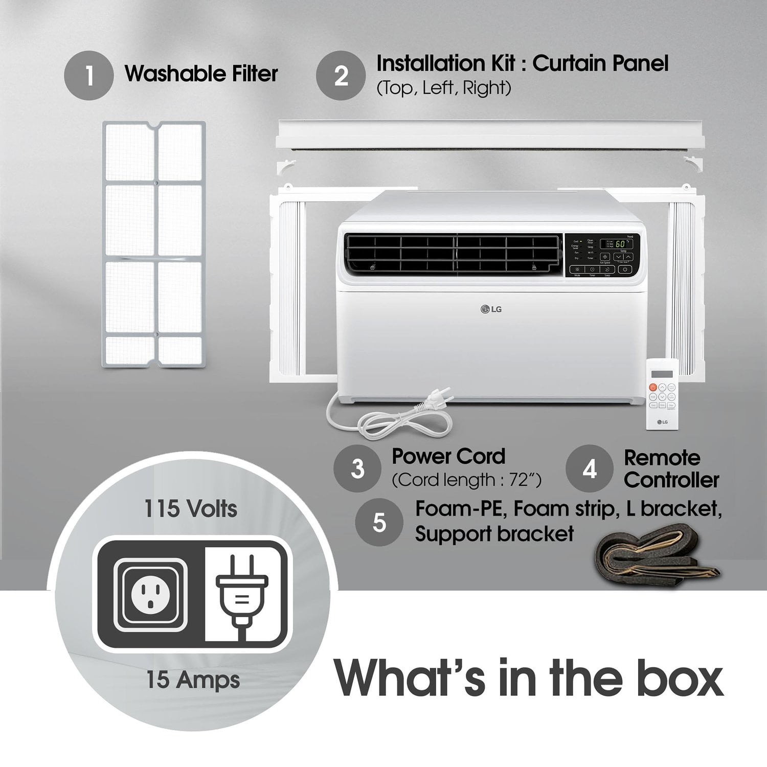 LG Dual Inverter Window Air Conditioner with Wi-Fi and Remote (8,500 BTU, 350 sq. ft. Coverage) kwkr3