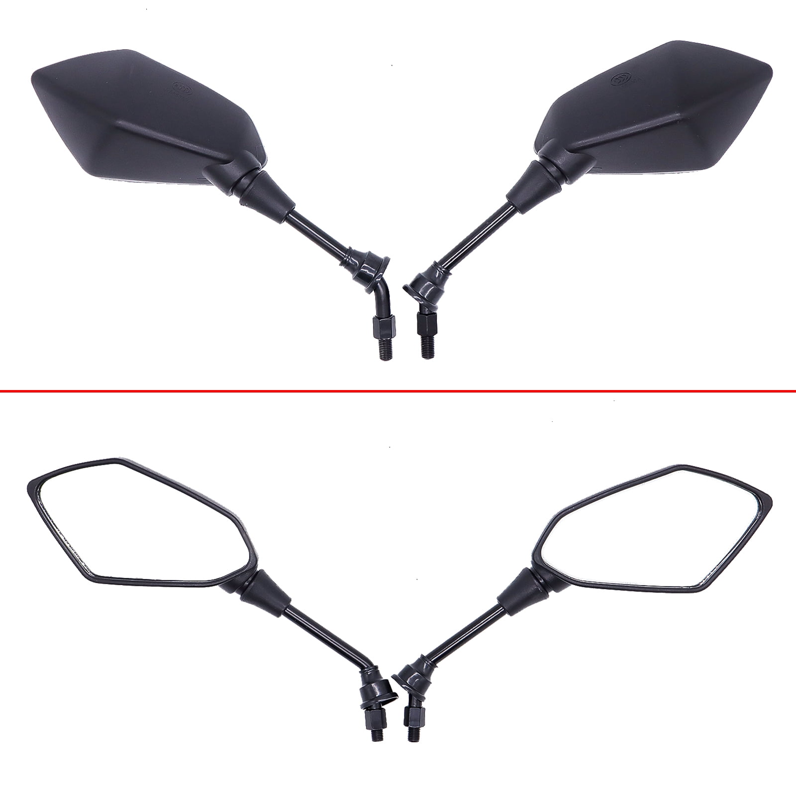AUTOXBERT Motorcycle Rear View Side Mirrors with 7/8 in Handle Bar Mounts (Black, 1 Pair) fbecv