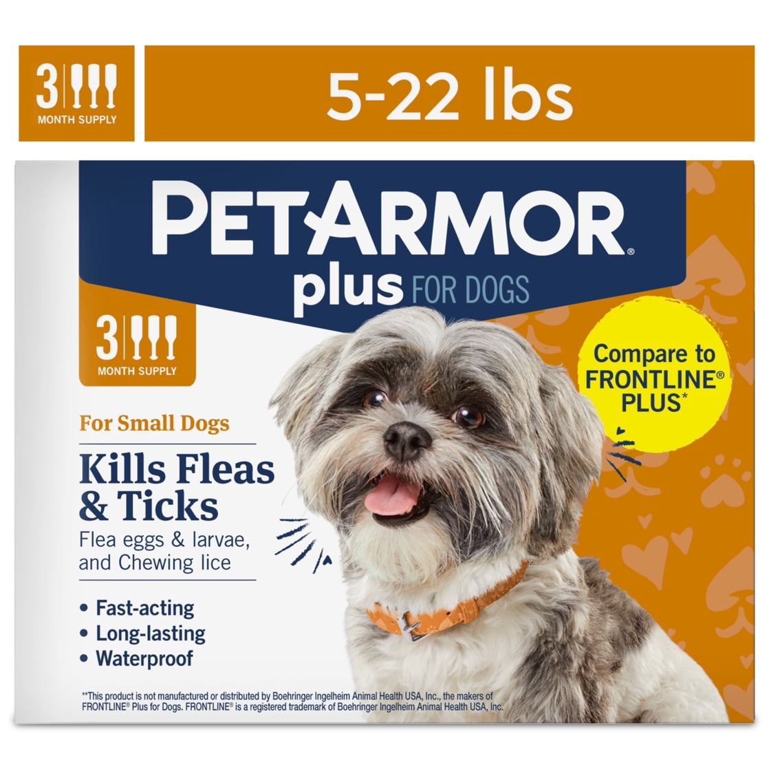 PetArmor Plus Flea & Tick Topical Prevention for Small Dogs (5-22 lb, 3-Month Supply) r5z0l