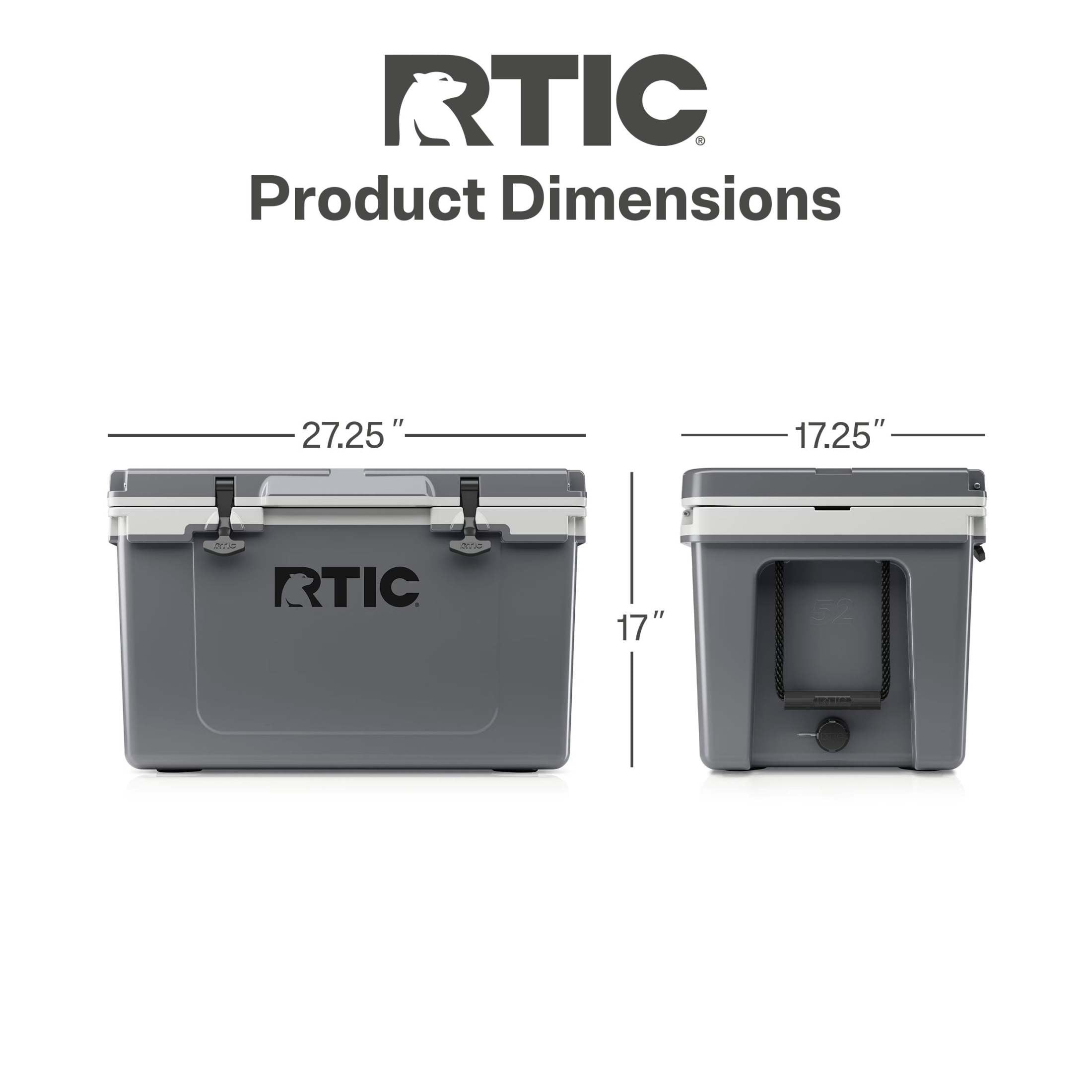 RTIC 52 Quart Ultra-Light Hard Cooler Bundle with Freezable Divider and Dry Basket (Dark Grey and Cool Grey, 52 qt) rskv8