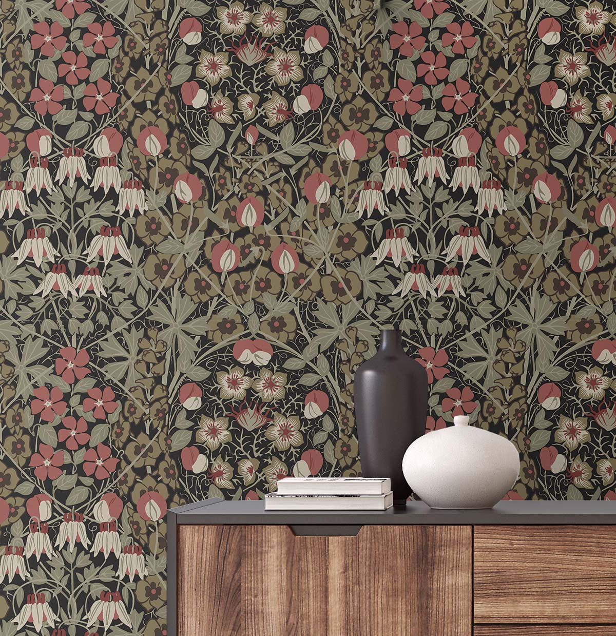 NextWall Tulip Garden Peel and Stick Wallpaper (Red, 20.5 in x 18 ft) l7qxy