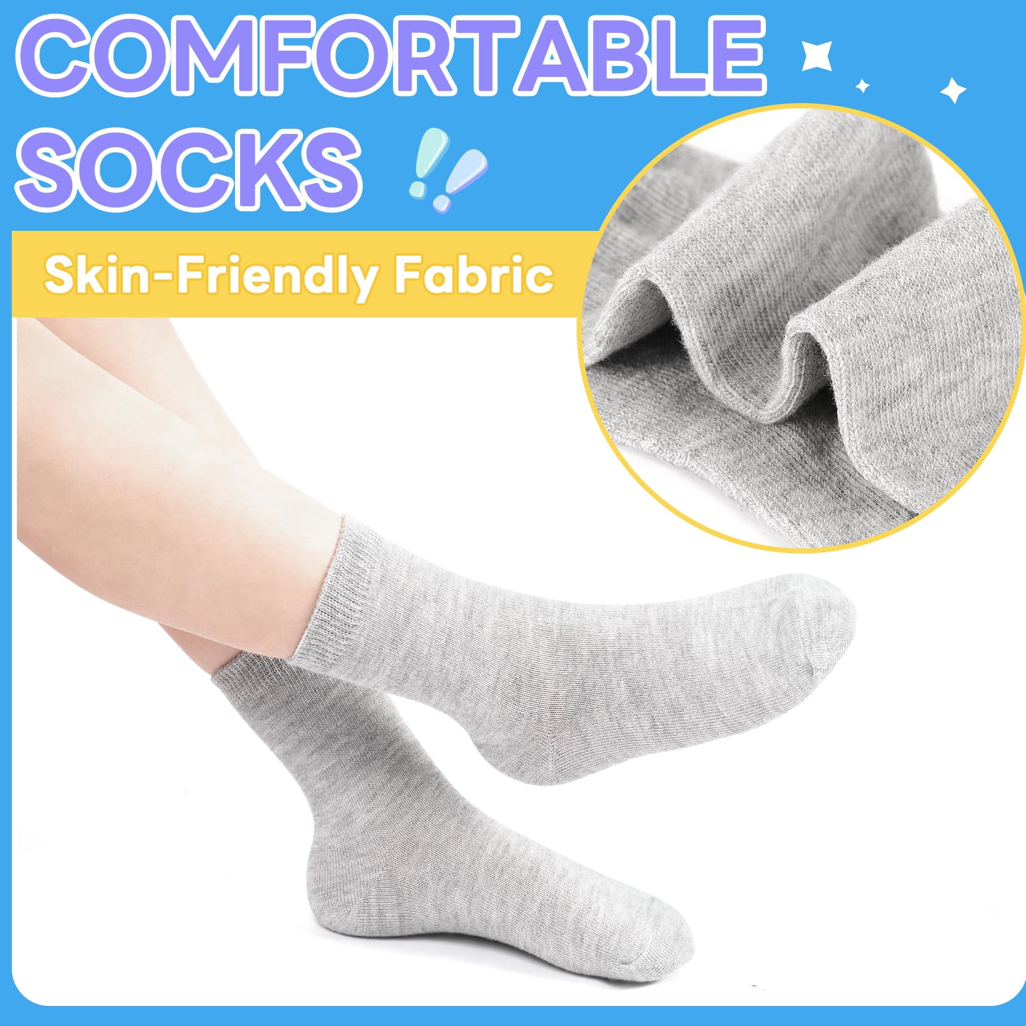 Sptramle Kids Crew Socks Athletic School Hosiery (Black, 20 Pairs) 9qig3