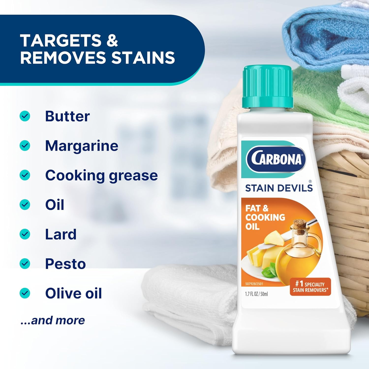 Carbona Stain Devils #5 Fat and Cooking Oil Laundry Stain Remover (Professional Strength, 1.7 fl oz, 3 Pack) 8um9x