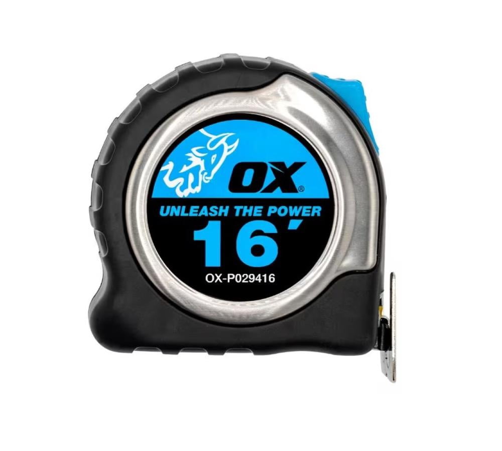 OX Tools USA Pro Magnetic Hook Tape Measure (Stainless Steel, 16 ft) oi9ul