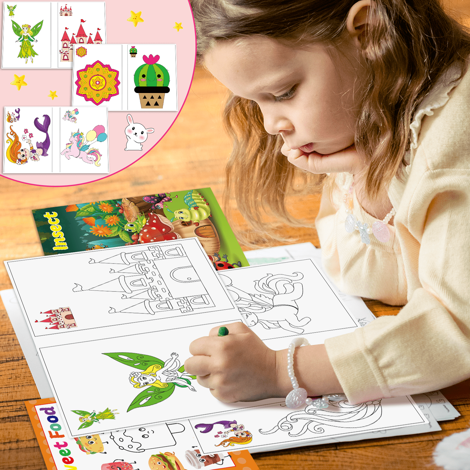 Kalysky Mini Coloring Books for Kids Activity Set (15 Pack, 5.9 in x 8.5 in) 4pc8e