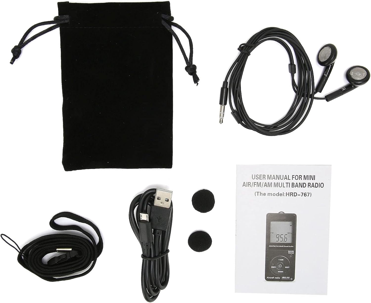 SENLNES Handheld Aviation AM FM Radio Receiver, Portable Aircraft Weather Band with Backlit LCD (Black, 1.09 oz) 958cn
