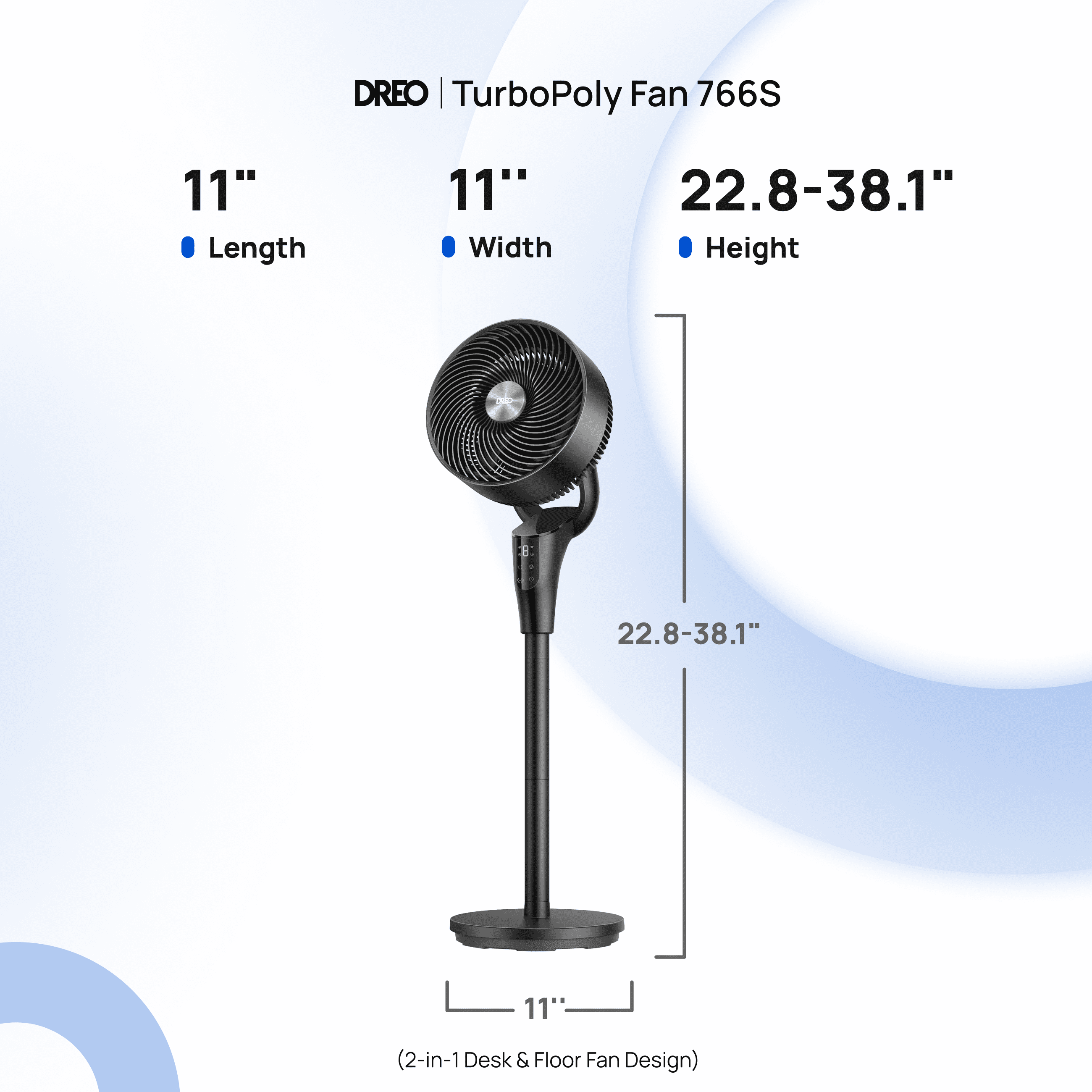 DREO Pedestal Fan, 2-in-1 Adjustable Table and Floor Fan, Ultra Quiet Oscillating Cooling Fan with Remote (Black, 38.1 in) 0hm7r