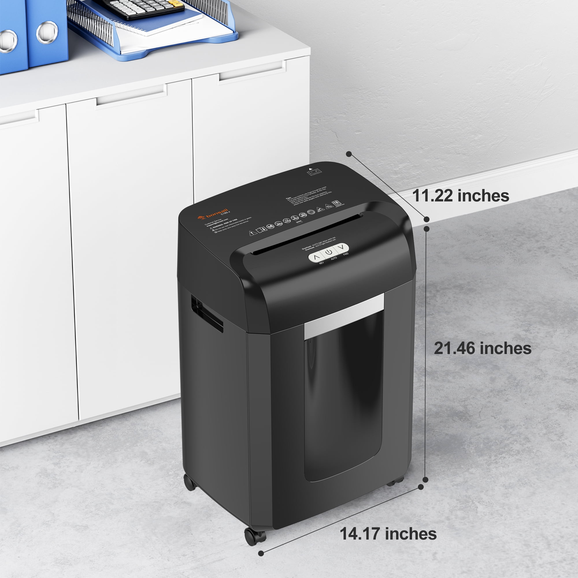 Bonsaii C185-J 18-Sheet Cross-Cut Paper Shredder (Black, 6.1 Gallon Bin) oe01s