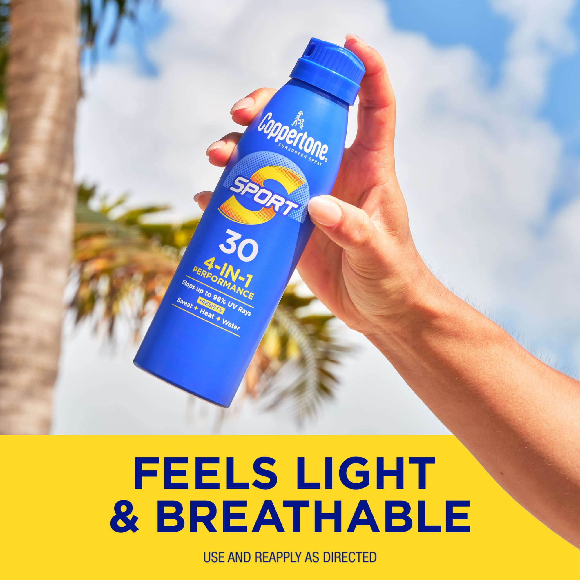 Coppertone Sport Sunscreen Spray SPF 30 Broad Spectrum High-Performance Protection (3 Pack, 5.5 oz) m987v