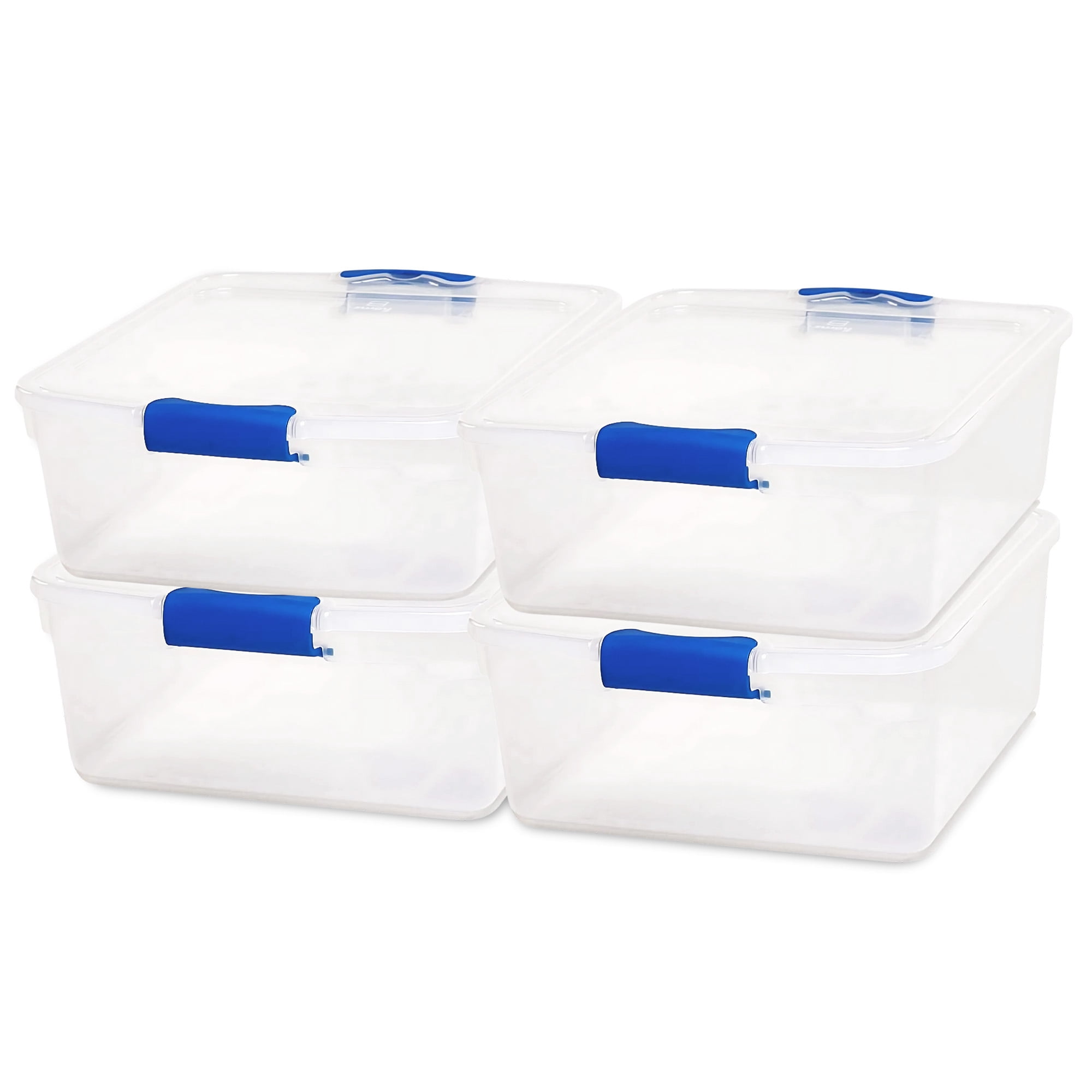 Homz Stackable Plastic Storage Containers with Latching Lids (Clear, 4 Pack, 15.5 Quart) b2a2t