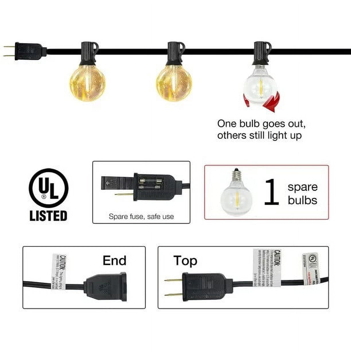 DAYBETTER Outdoor String Lights, Vintage Edison G40 LED Bulbs, Waterproof Patio Lighting (Warm White, 100 ft) zyy5u