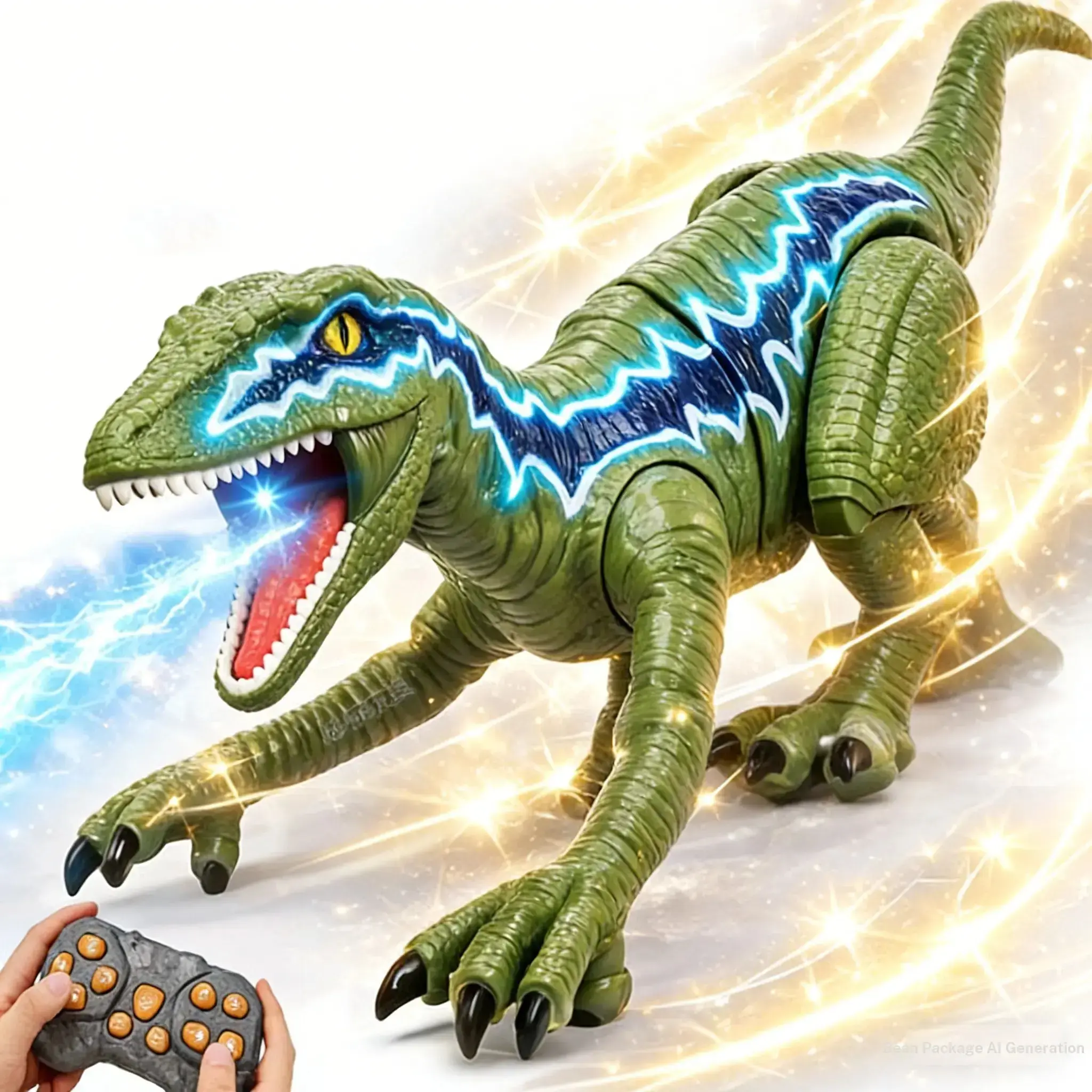 XINGLUKE Remote Control T-Rex Dinosaur Toy, Walking RC Robot with LED Lights and Mist Spray (Green, 12 in) g3l9o
