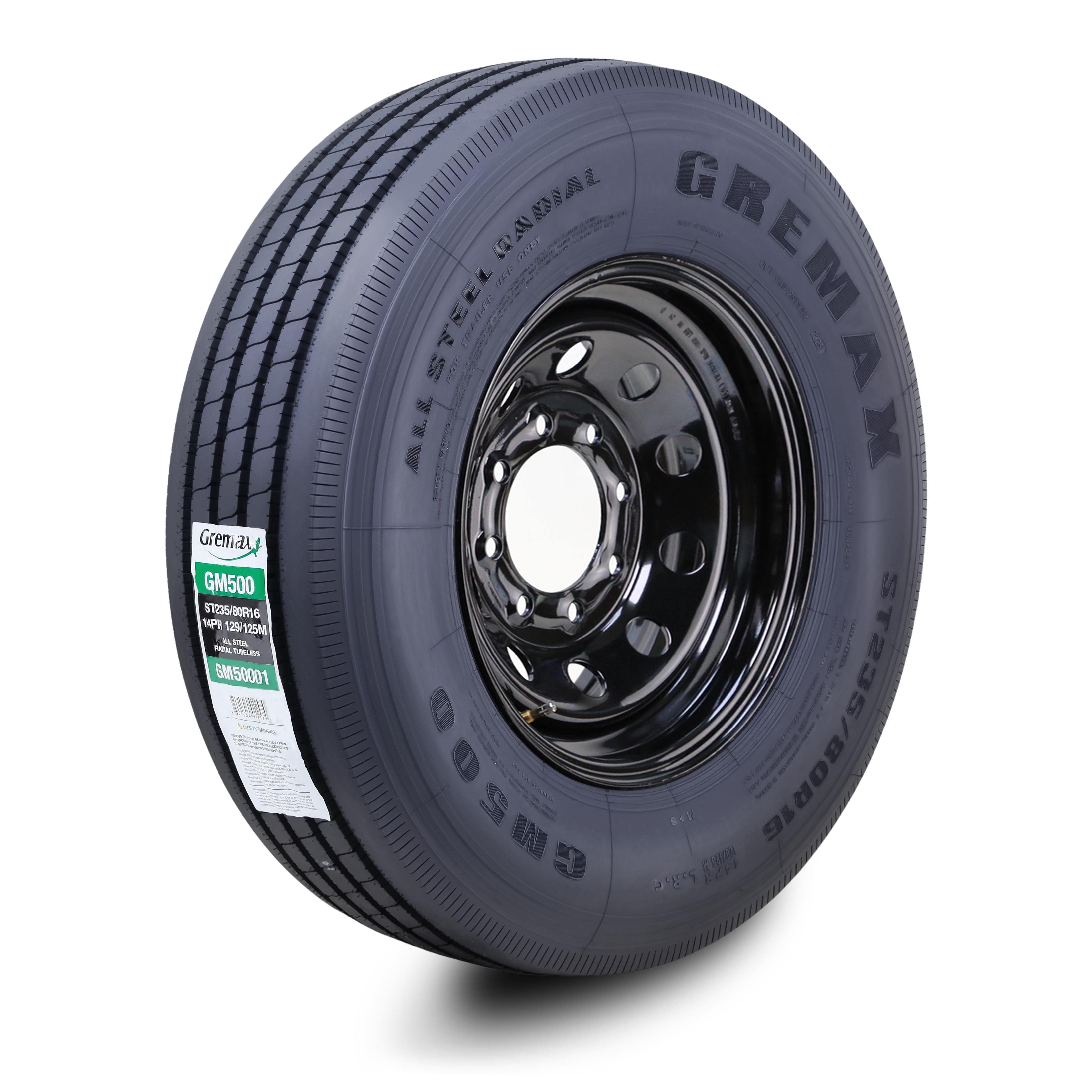 Gremax ST235/80R16 All Steel Trailer Tire and Wheel Assembly (Black, 14-Ply G) cifp2