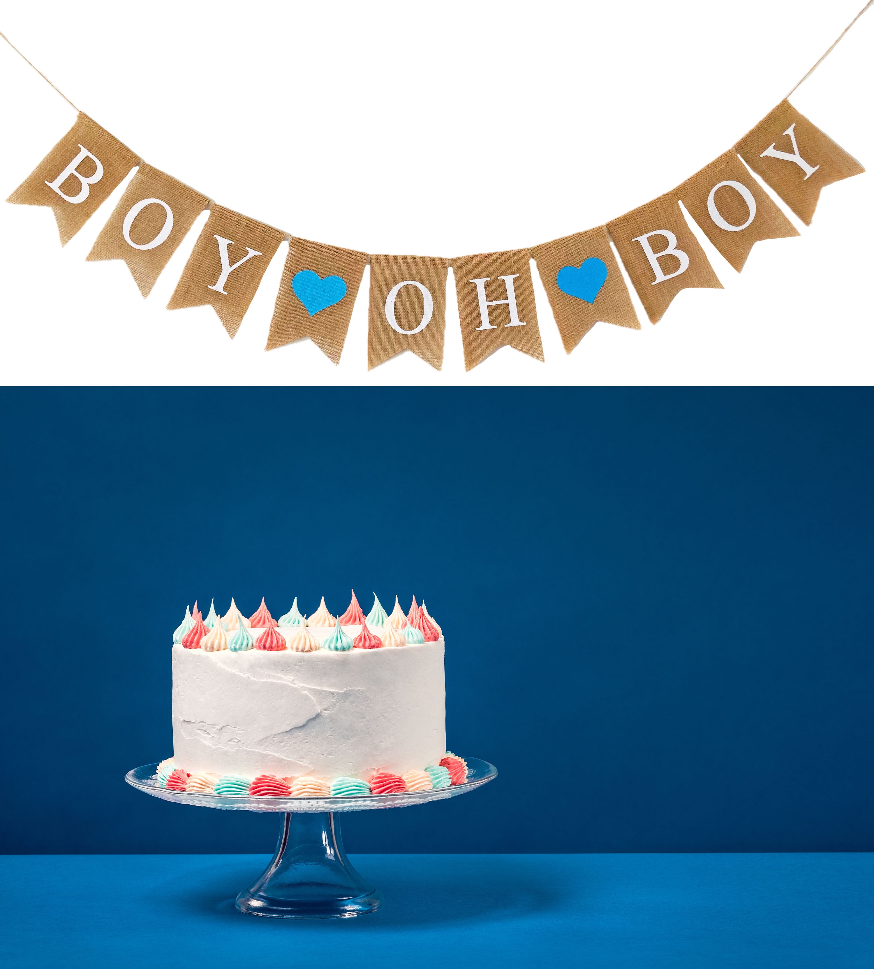 Shimmer Anna Shine Baby Boy Burlap Banner for Baby Shower and Gender Reveal Party (Blue, 7.5 ft) ym5oh